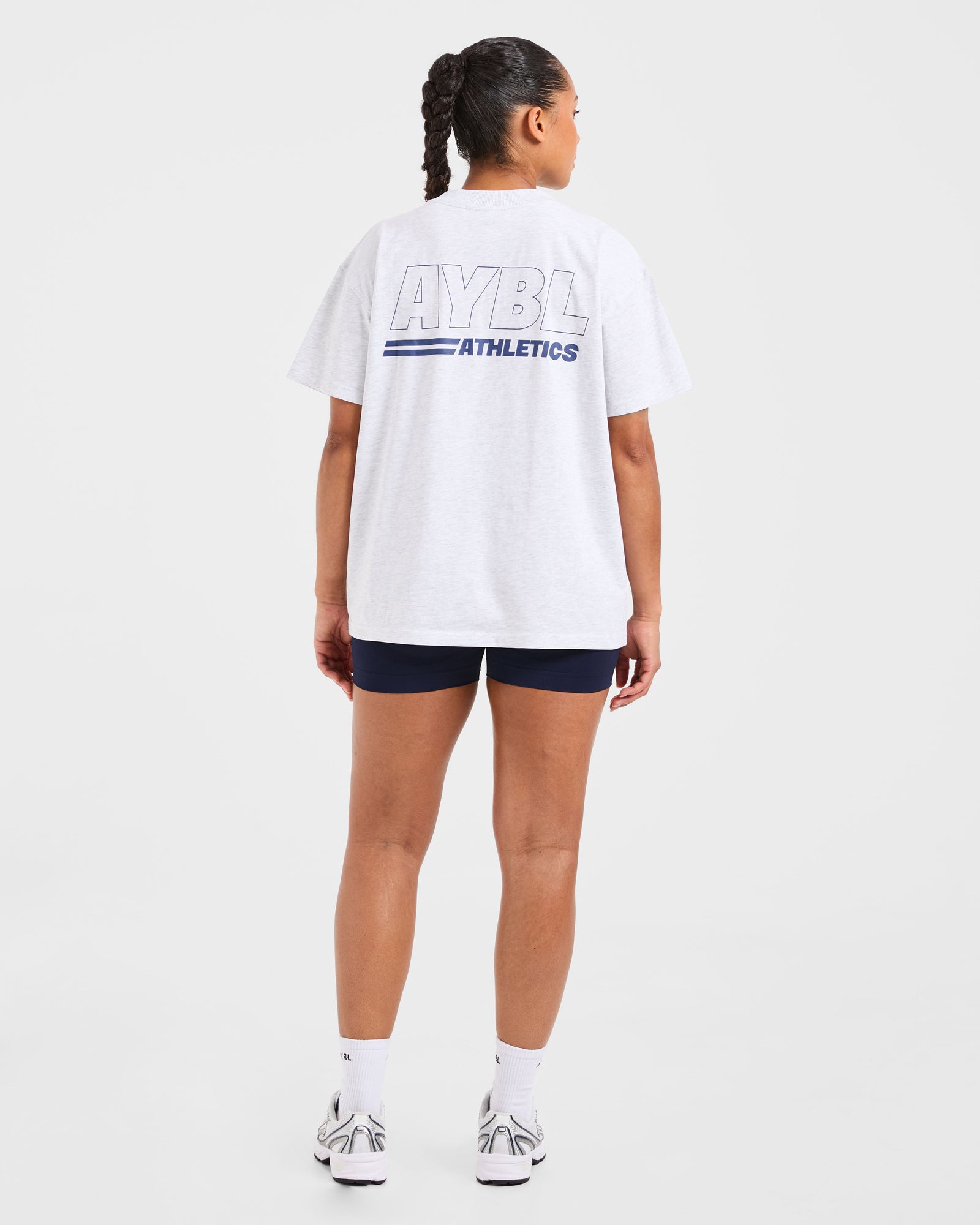 Athletics Track Oversized T Shirt - Heather Grey/Navy