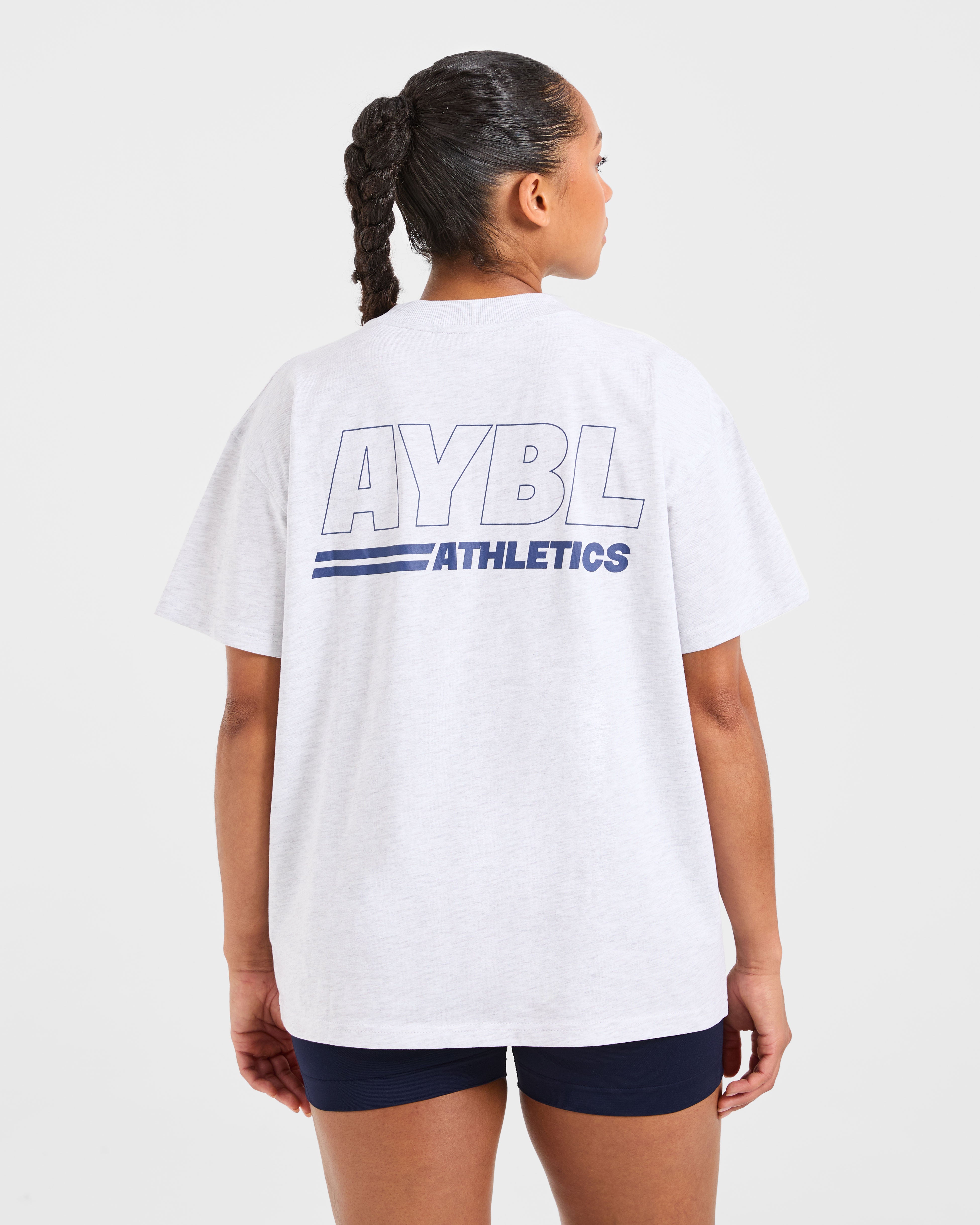 JD Athletics Track Oversized T Shirt - Heather Grey/Navy