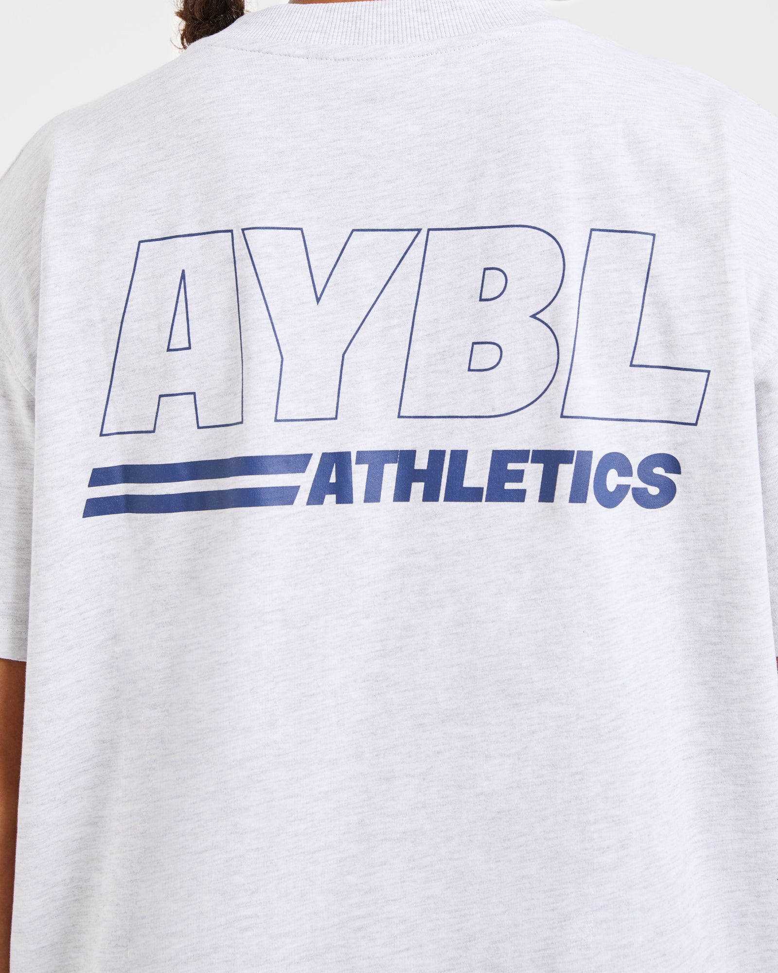 Athletics Track Oversized T Shirt - Heather Grey/Navy