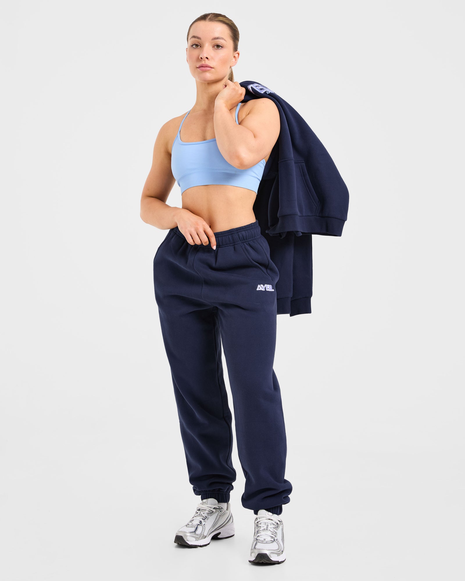 Retro Embroidered Oversized Joggers - Navy