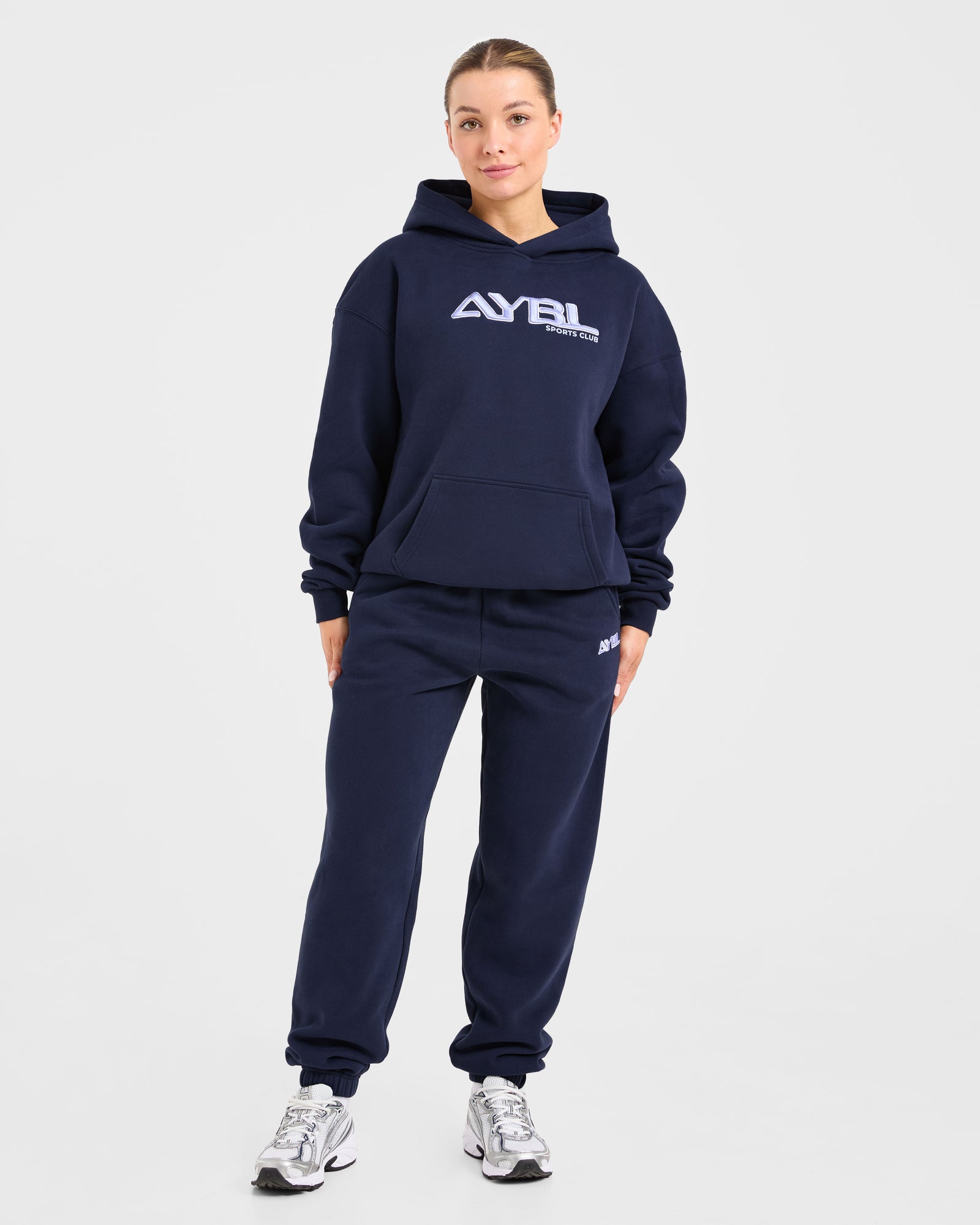 Retro Embroidered Oversized Joggers - Navy