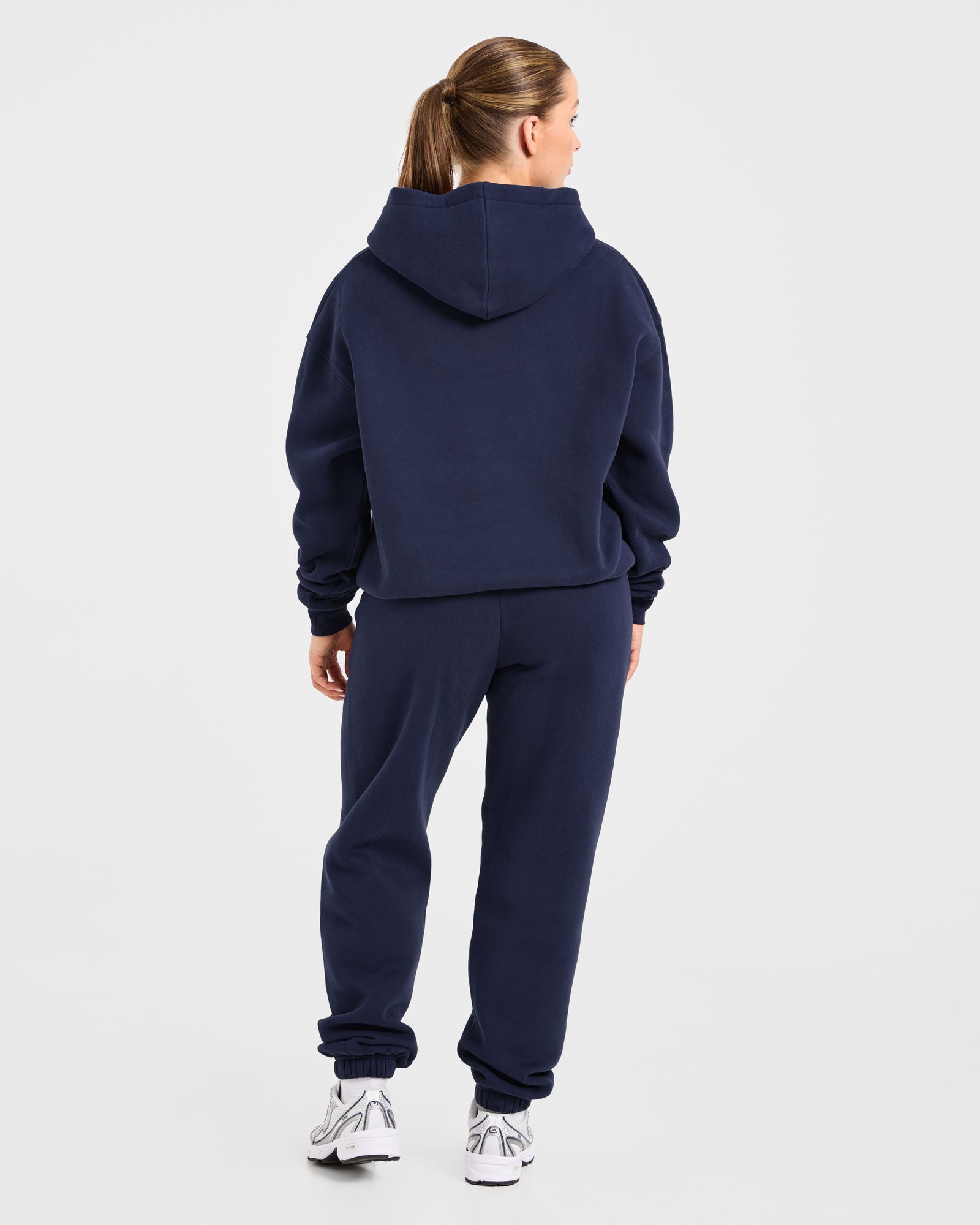Retro Embroidered Oversized Joggers - Navy