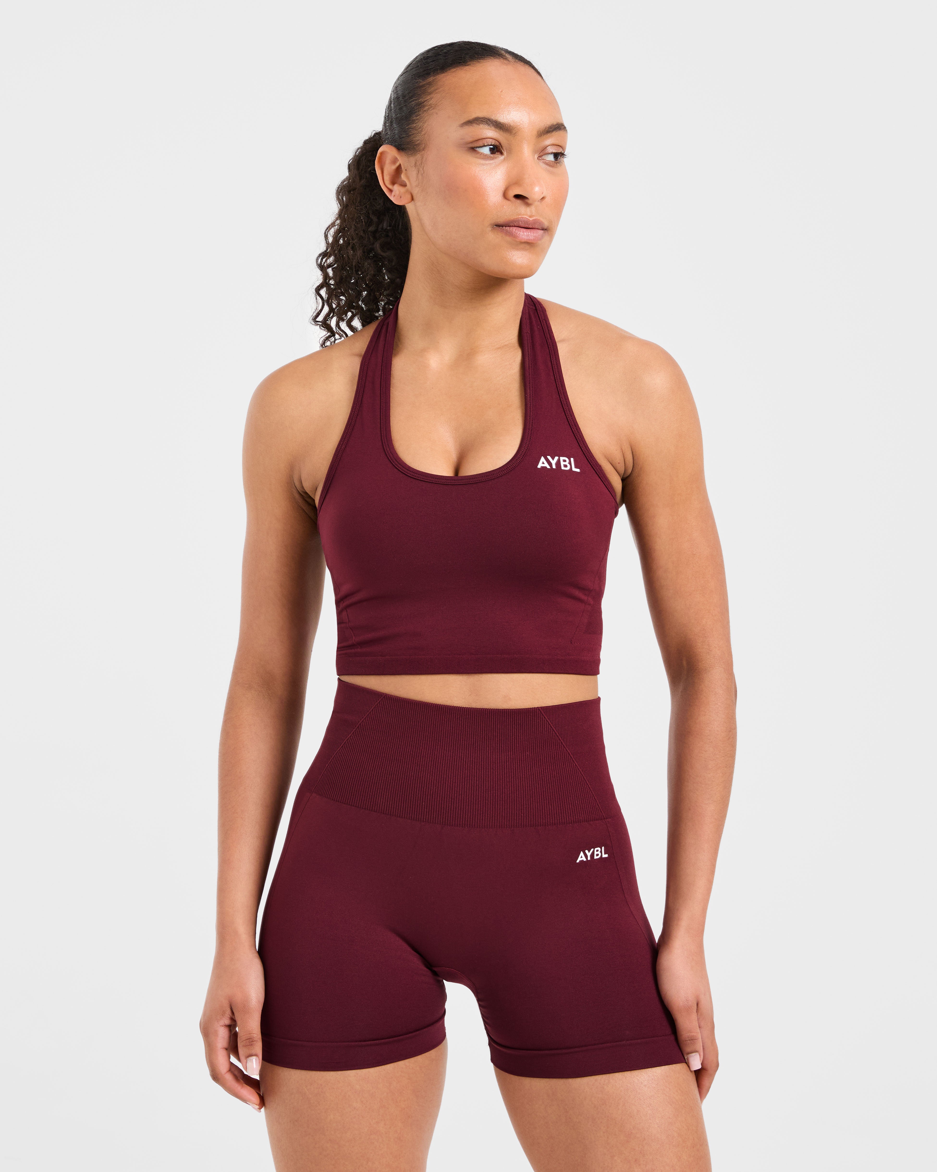 JD Empower Seamless Halterneck Crop Top - Red Wine