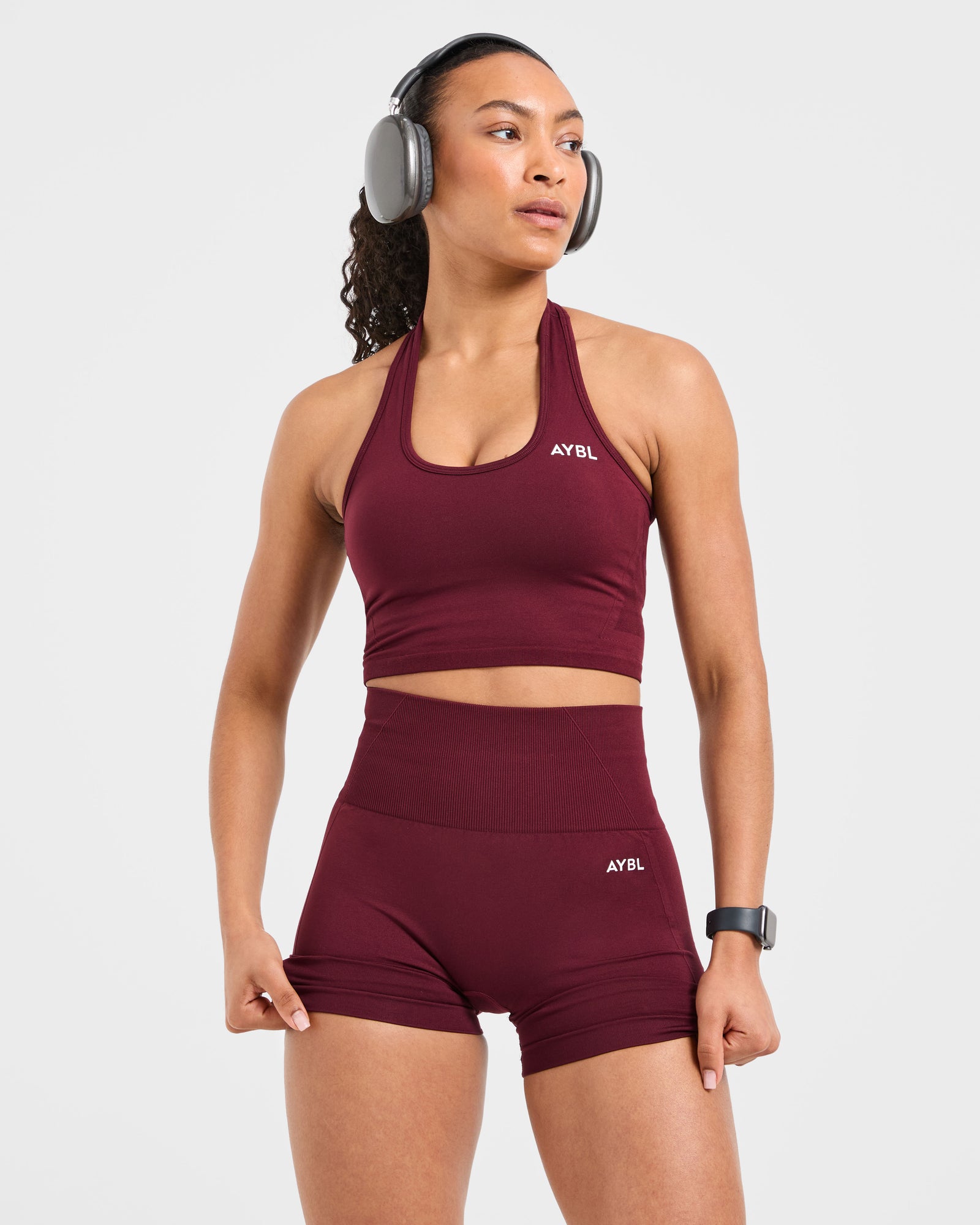 JD Empower Seamless Halterneck Crop Top - Red Wine