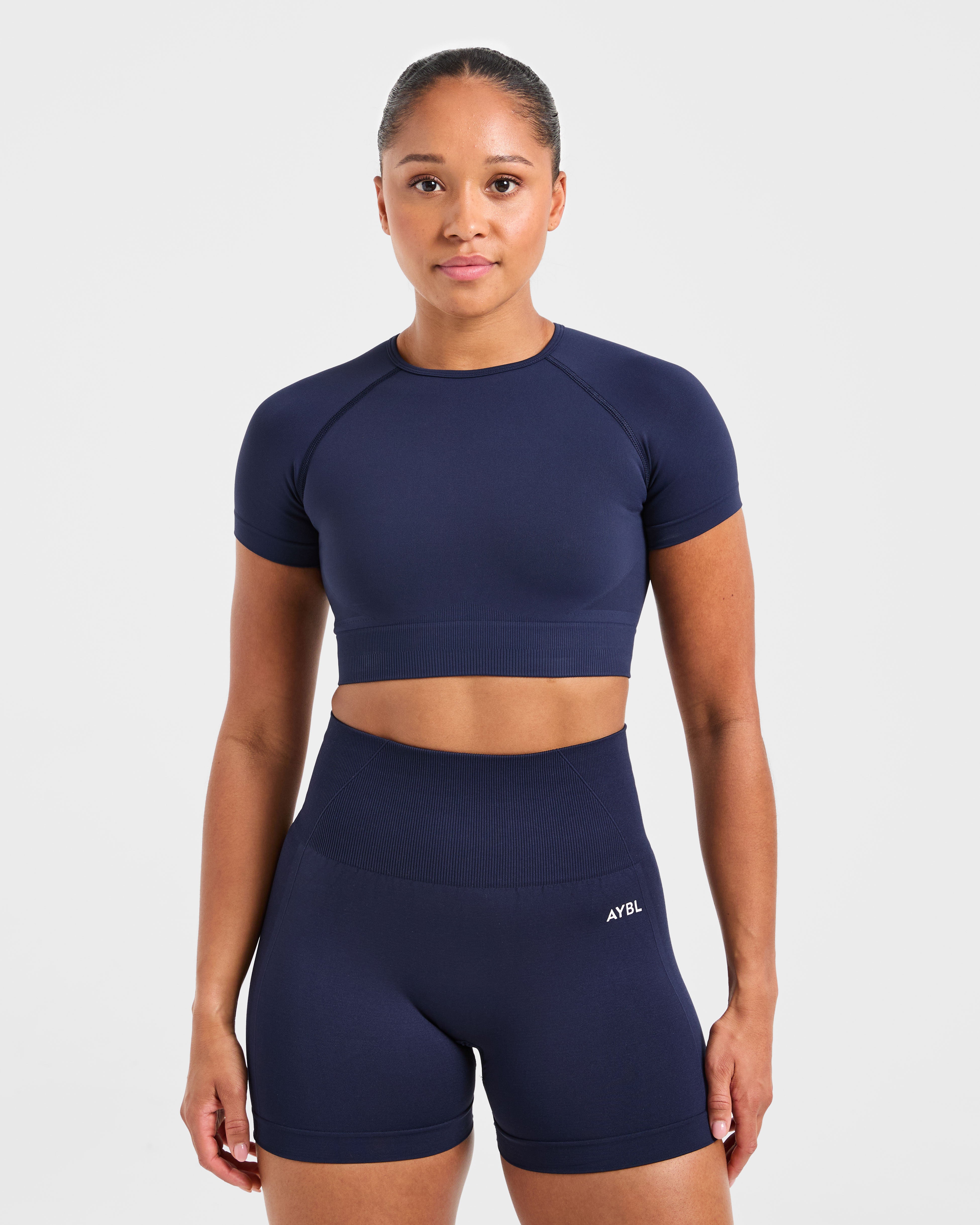 Empower Seamless Crop Top - Navy