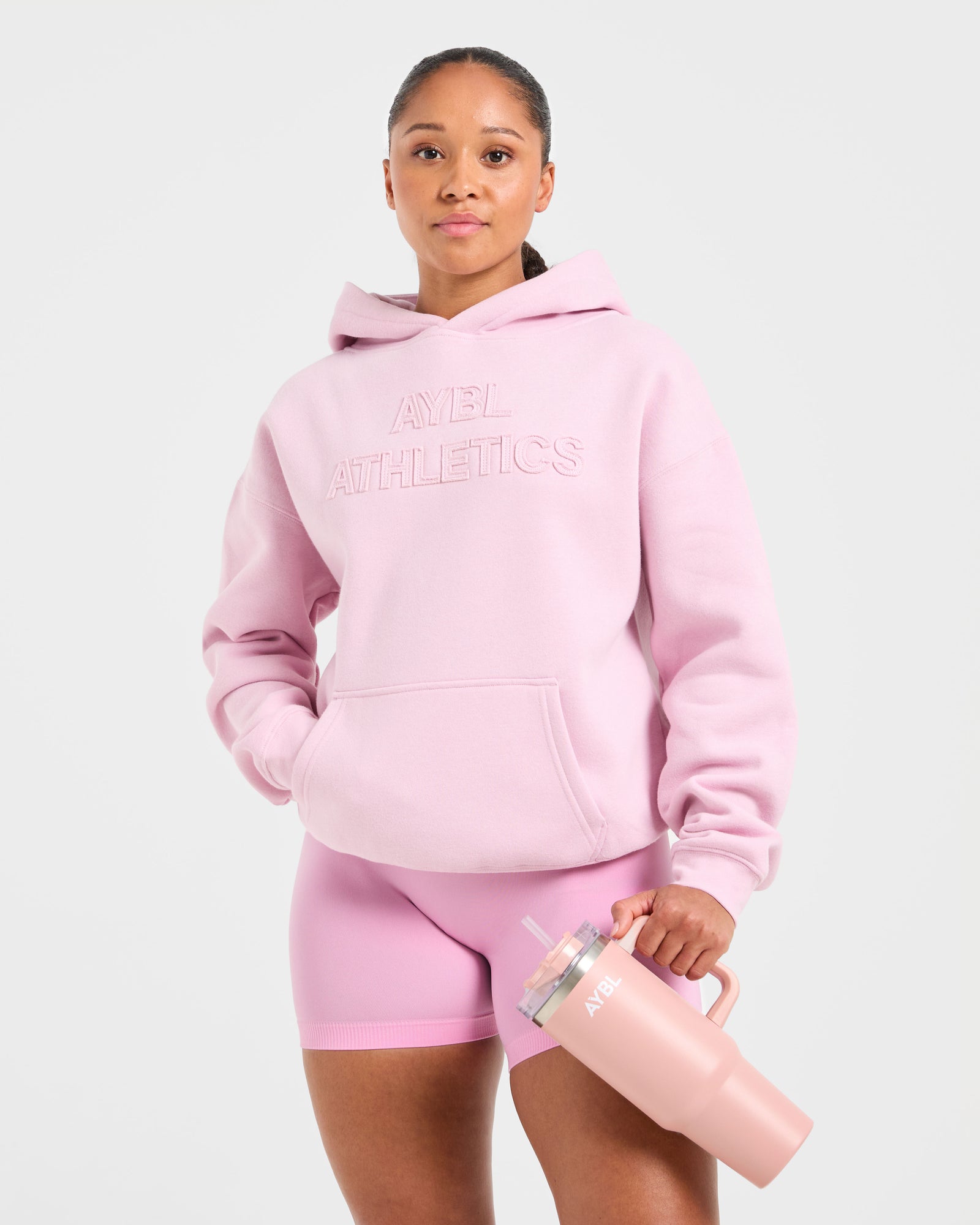 Athletics Applique Oversized Hoodie - Sugar Pink