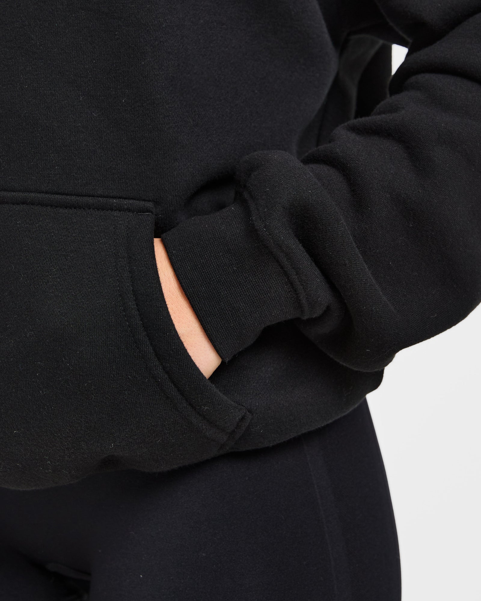 Script Embroidered Oversized Hoodie - Black