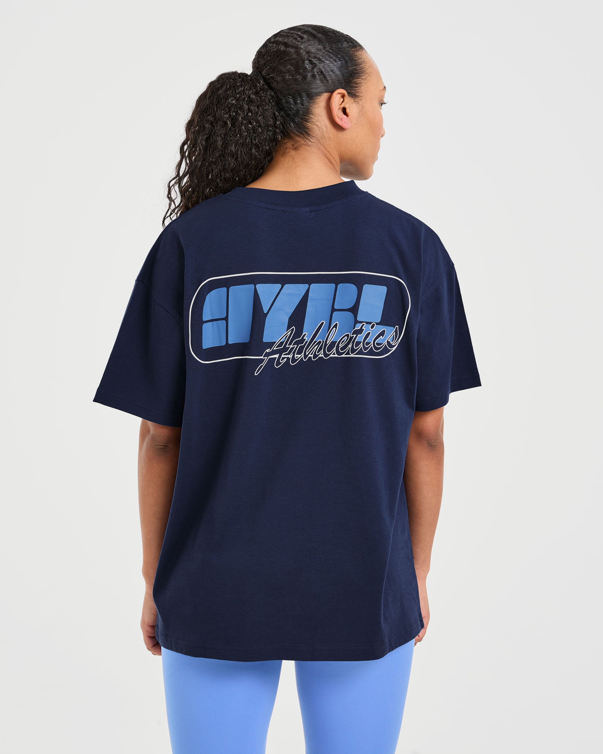Athletics Retro Oversized T Shirt - Navy