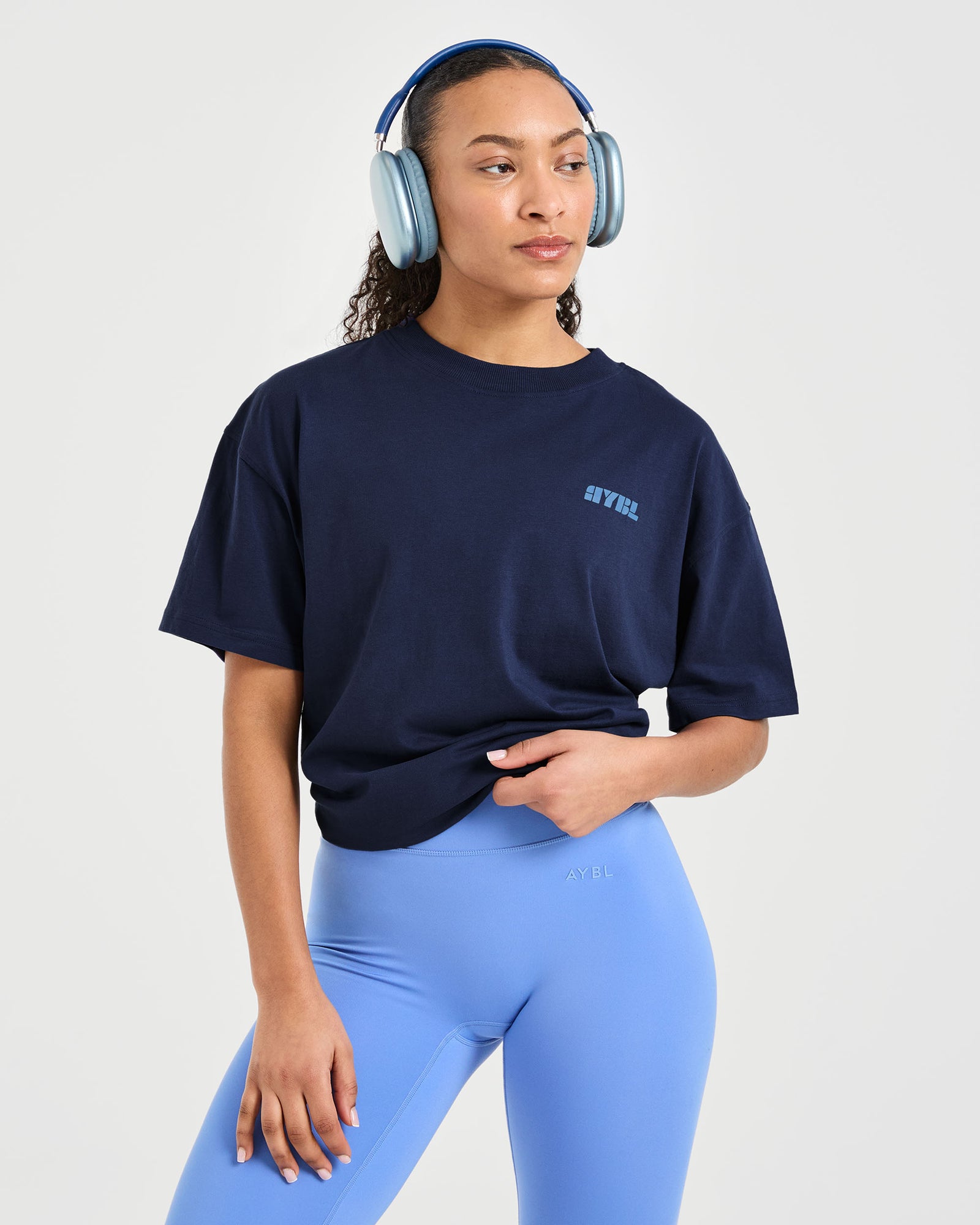 Athletics Retro Oversized T Shirt - Navy