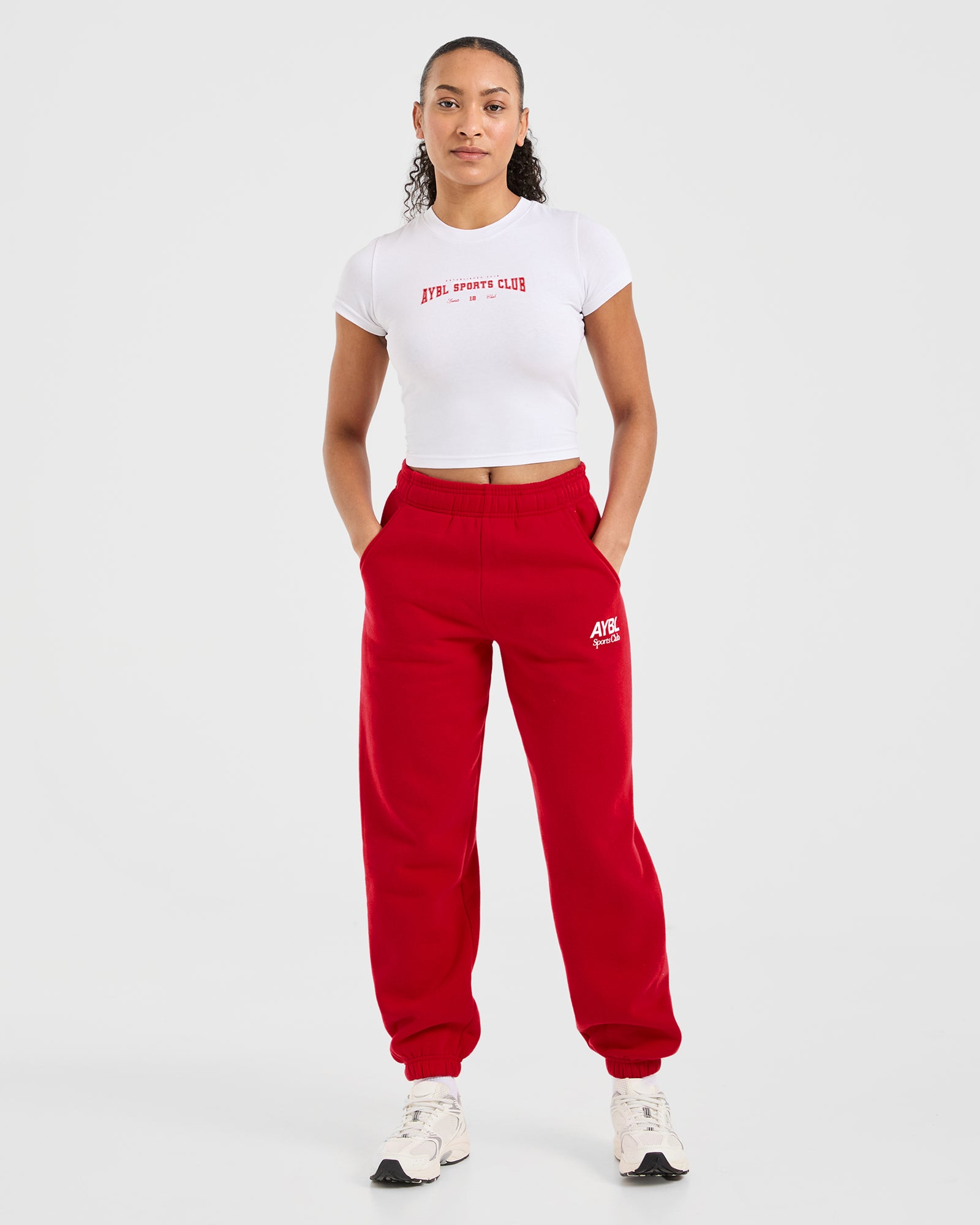 Sports Club Varsity Baby Tee - White/Red