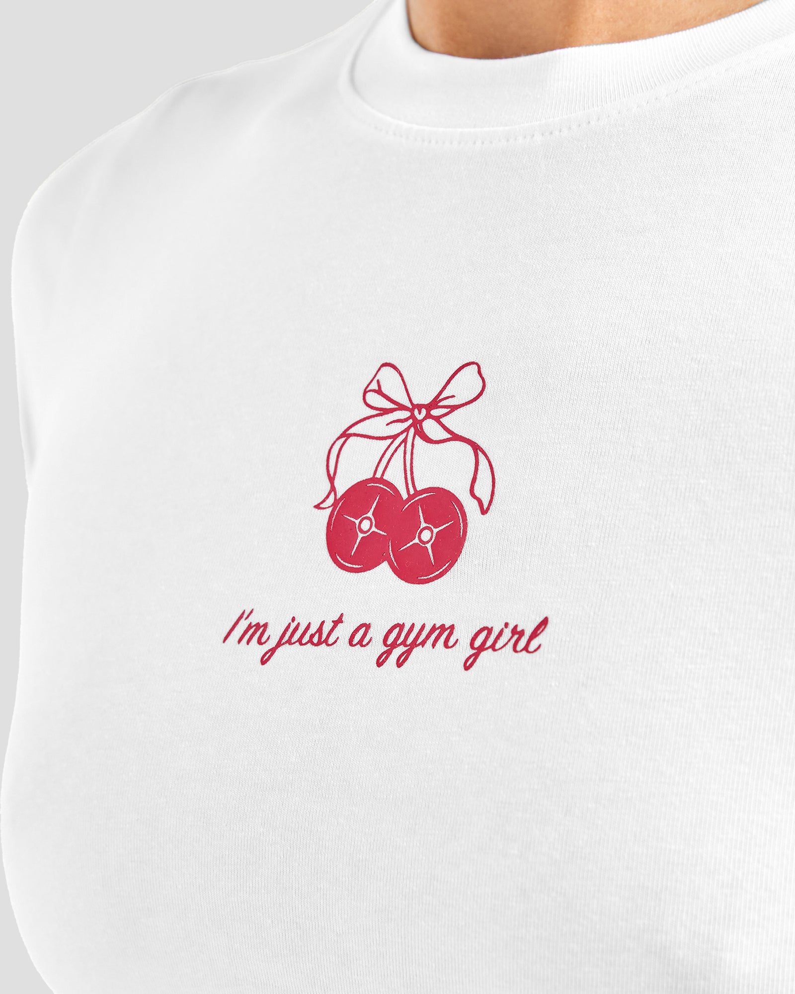 Just a Gym Girl Baby Tee - White/Red