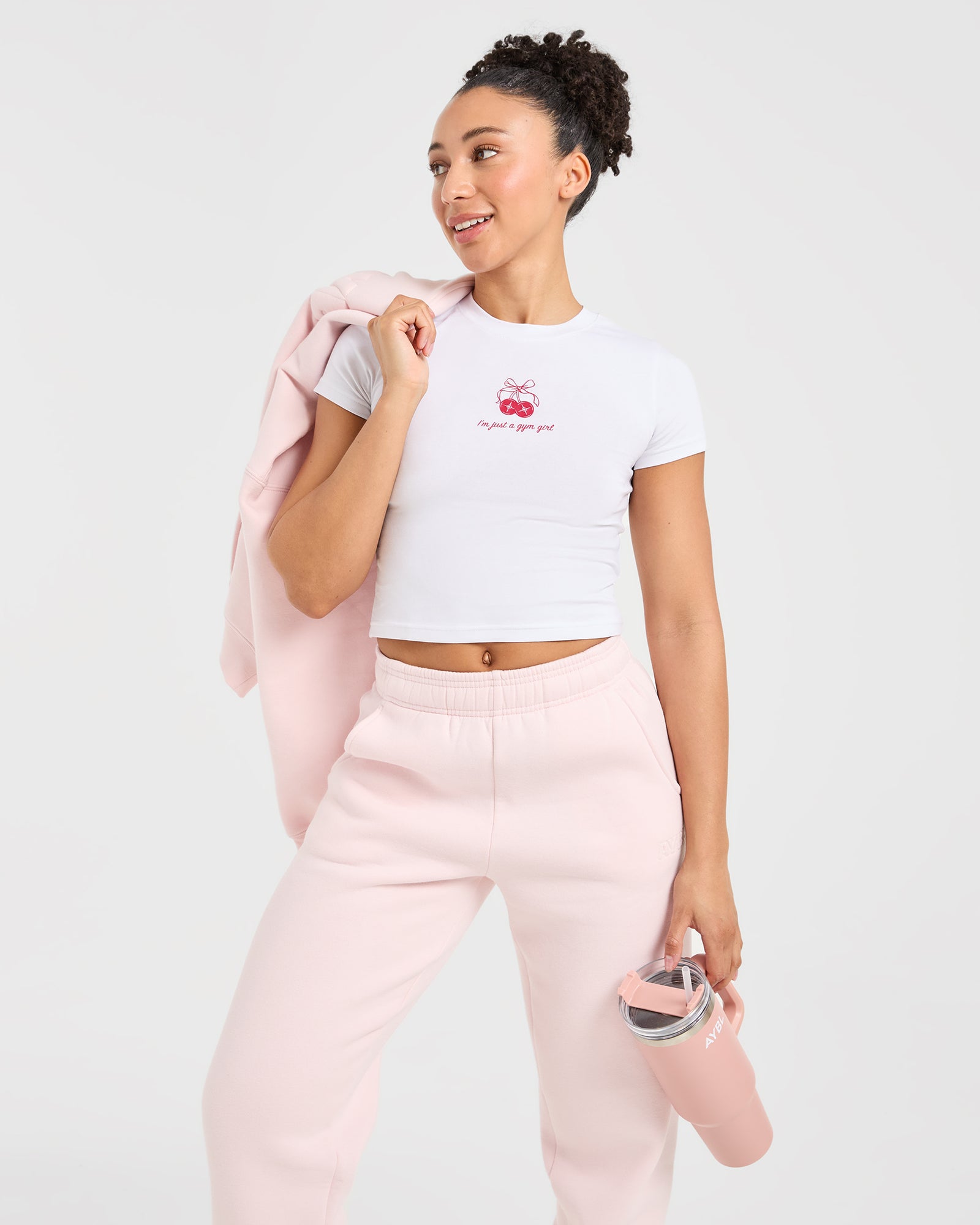 Just a Gym Girl Baby Tee - White/Red