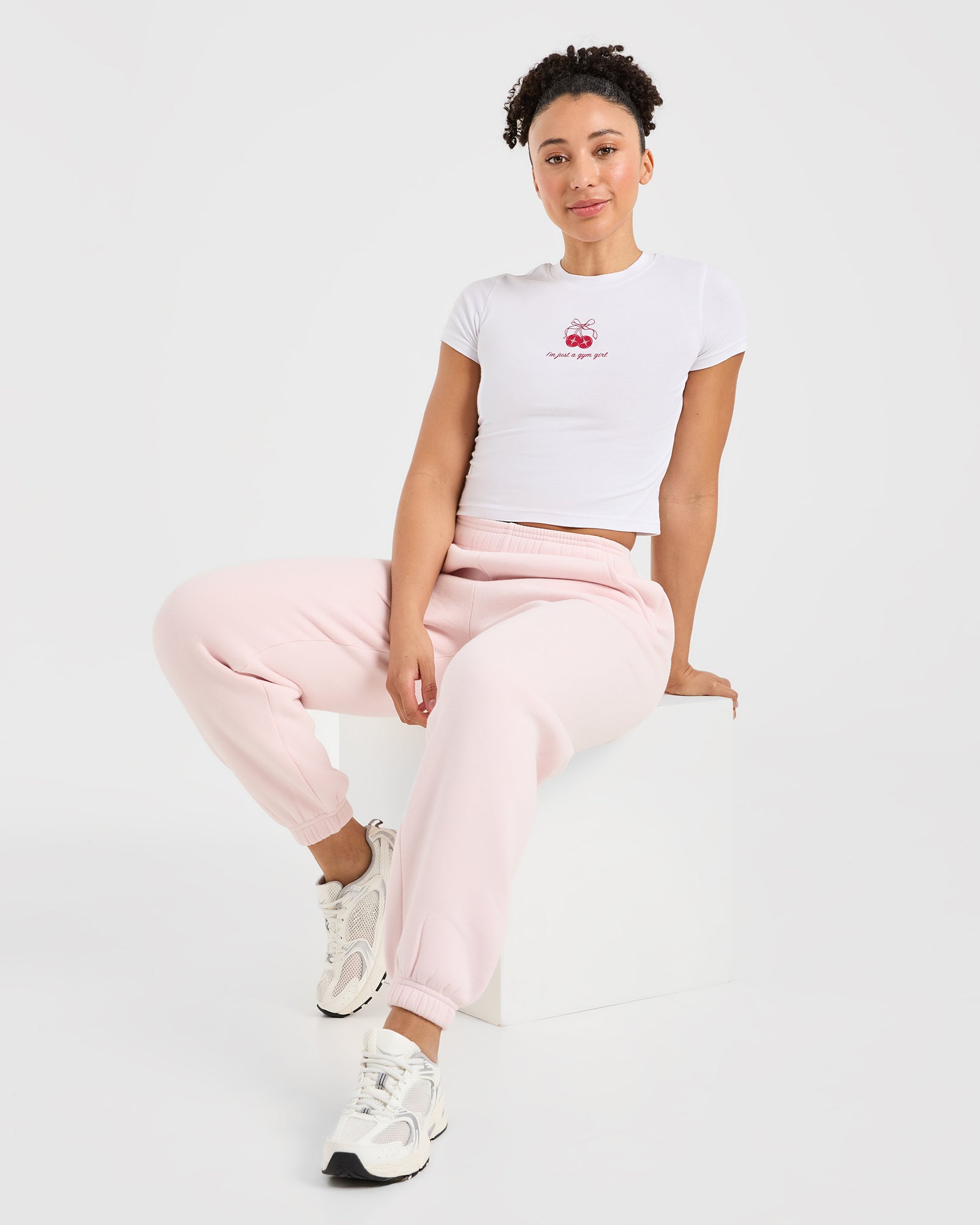 Just a Gym Girl Baby Tee - White/Red