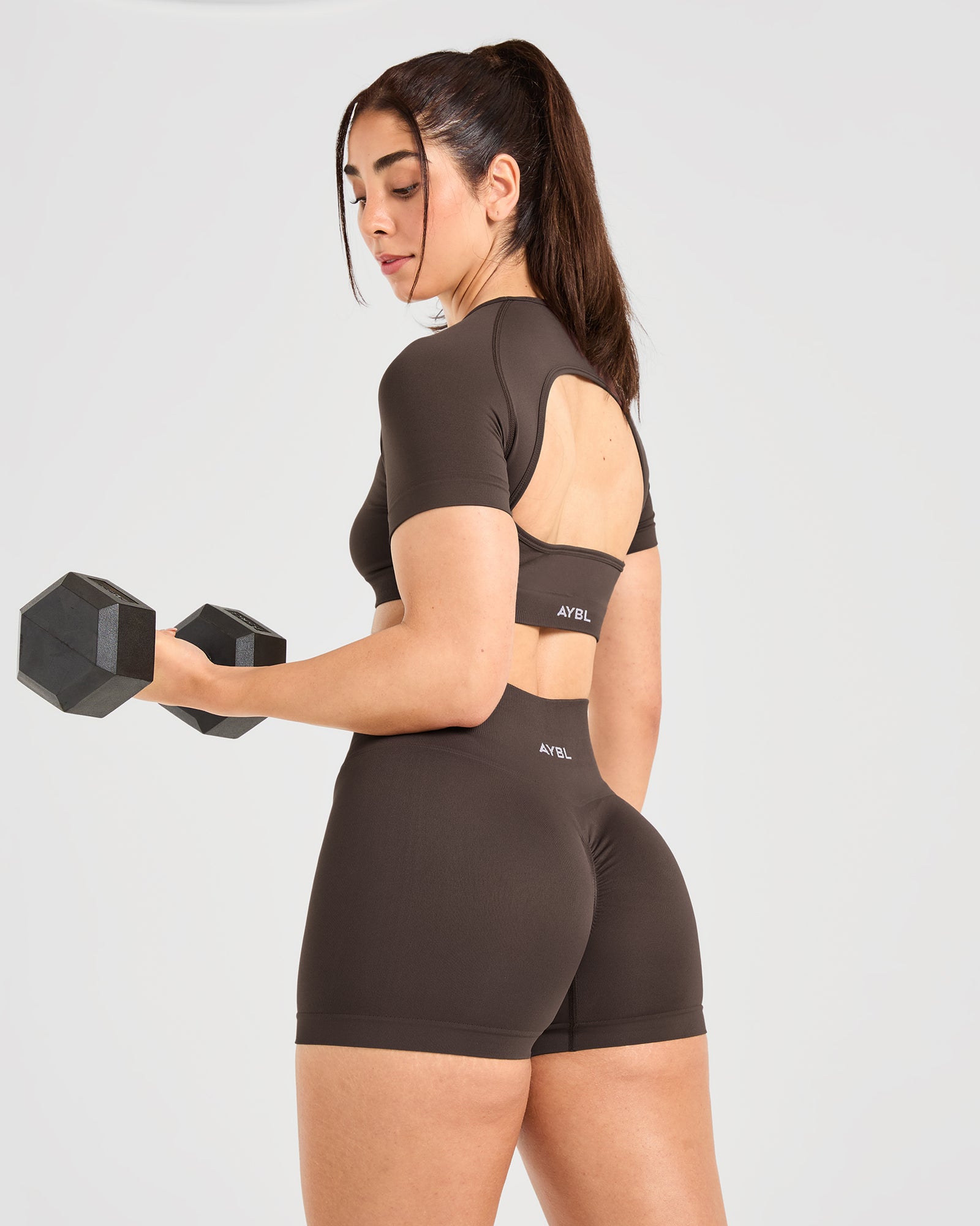 Power Seamless Shorts - Chestnut Brown