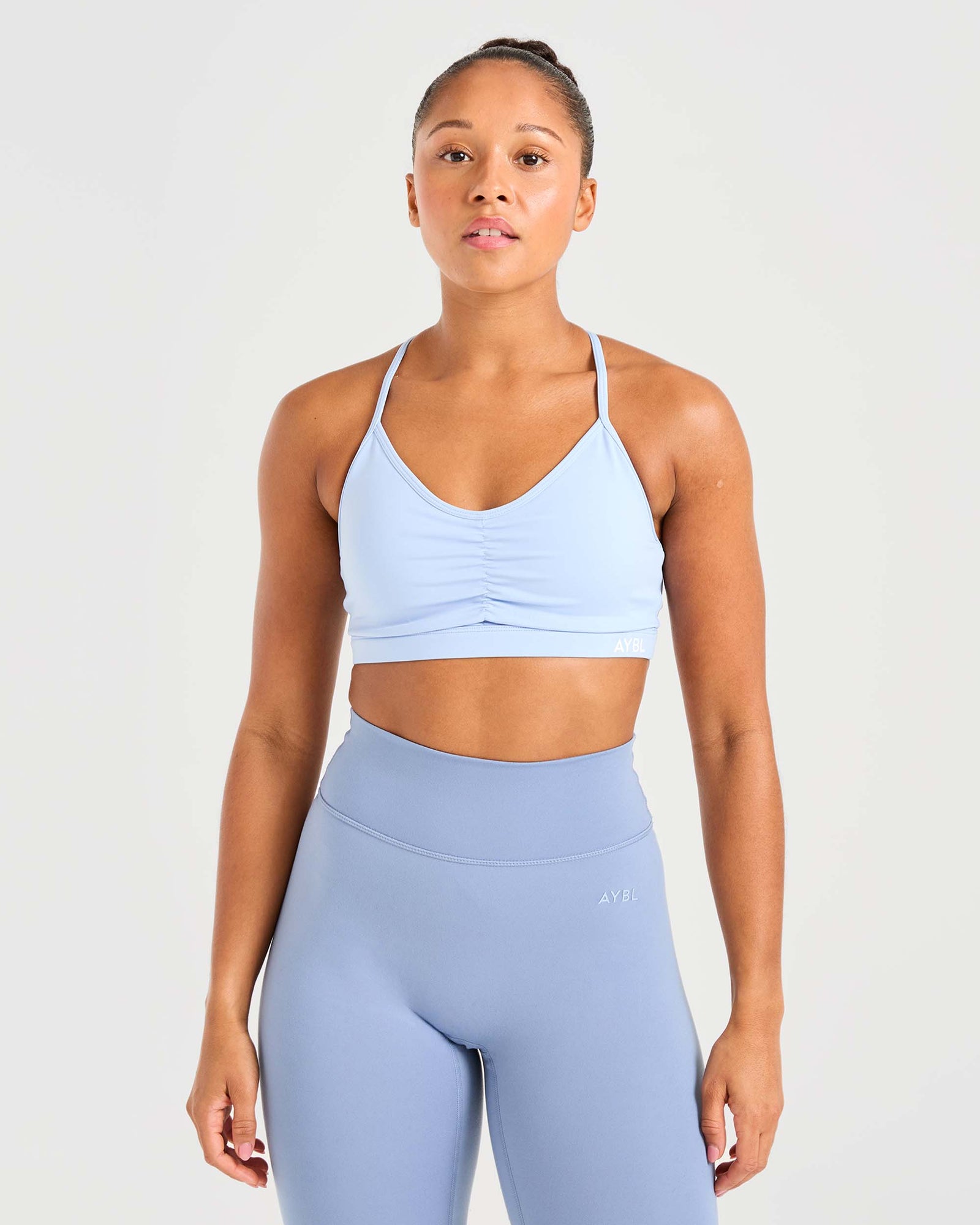 Essential Ruched Sports Bra - Powder Blue - aybldev