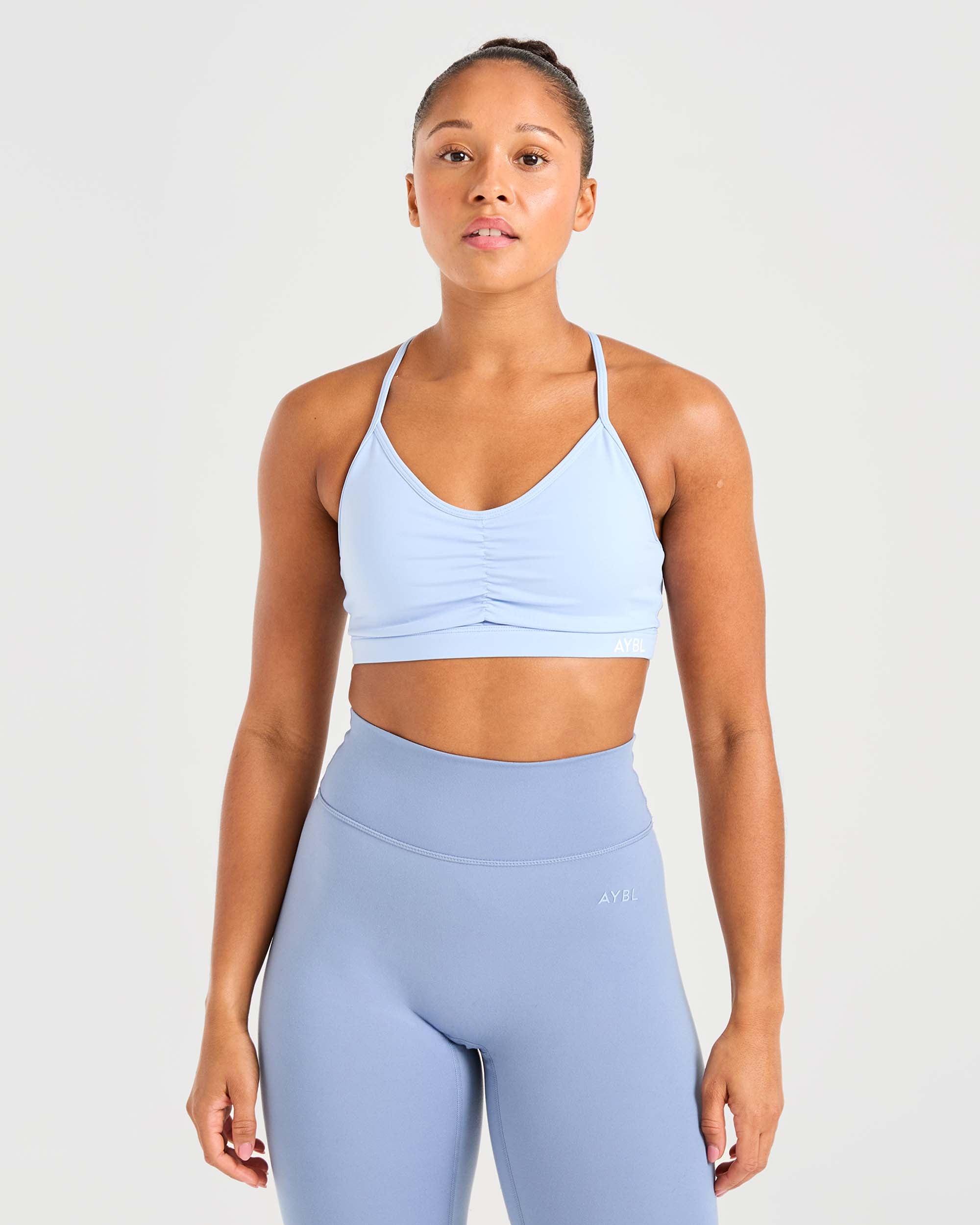 Essential Ruched Sports Bra - Powder Blue - aybldev