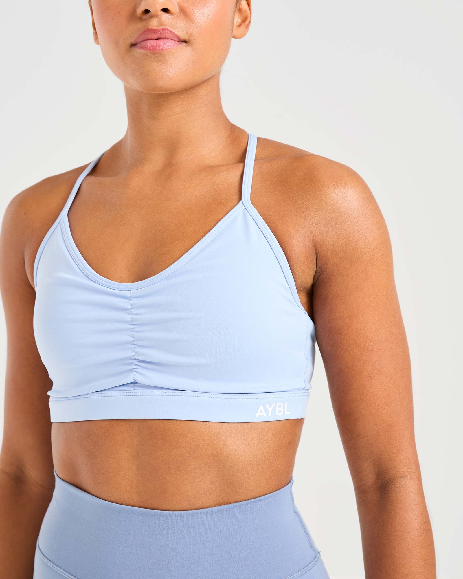 Essential Ruched Sports Bra - Powder Blue - aybldev
