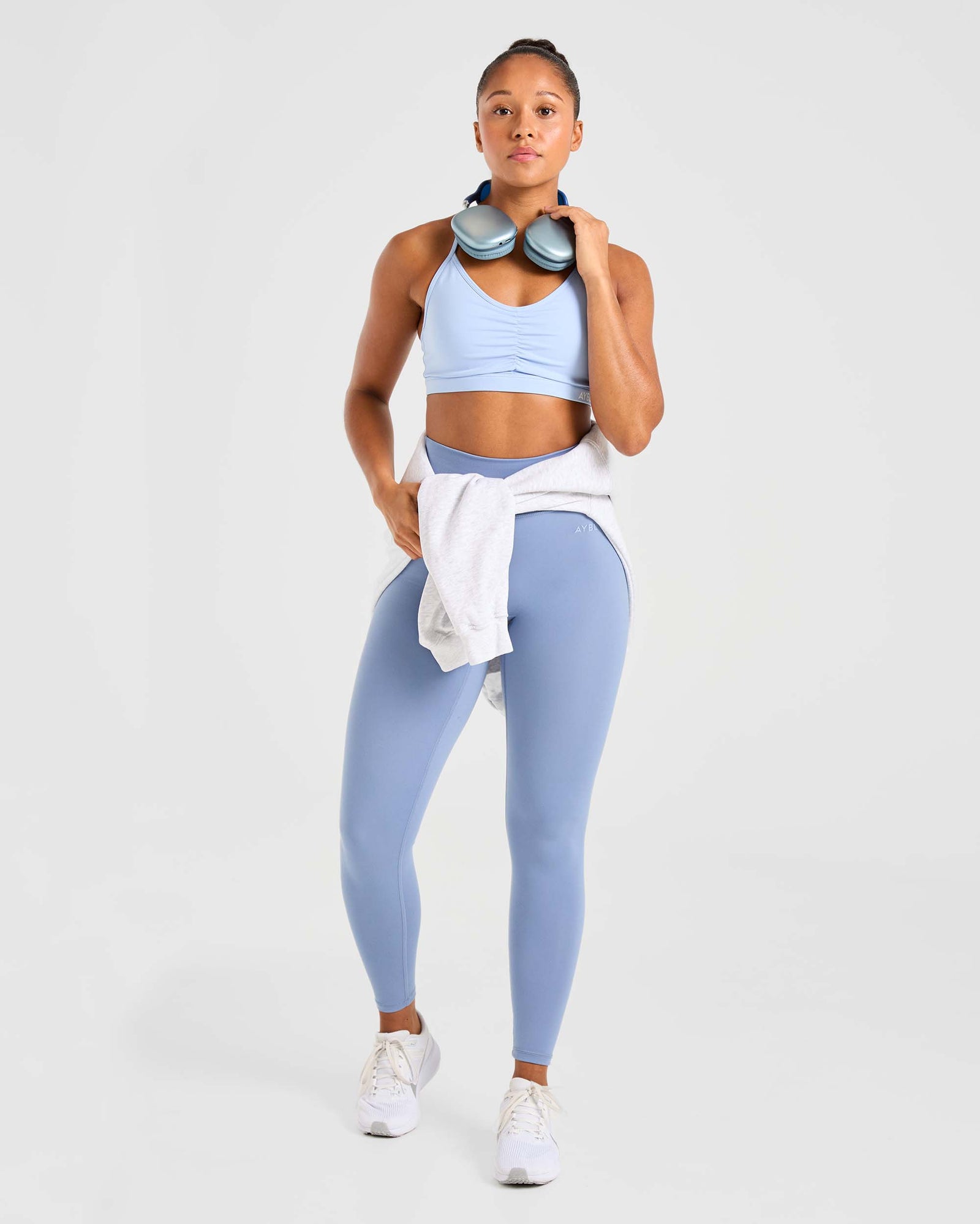 Essential Ruched Sports Bra - Powder Blue - aybldev
