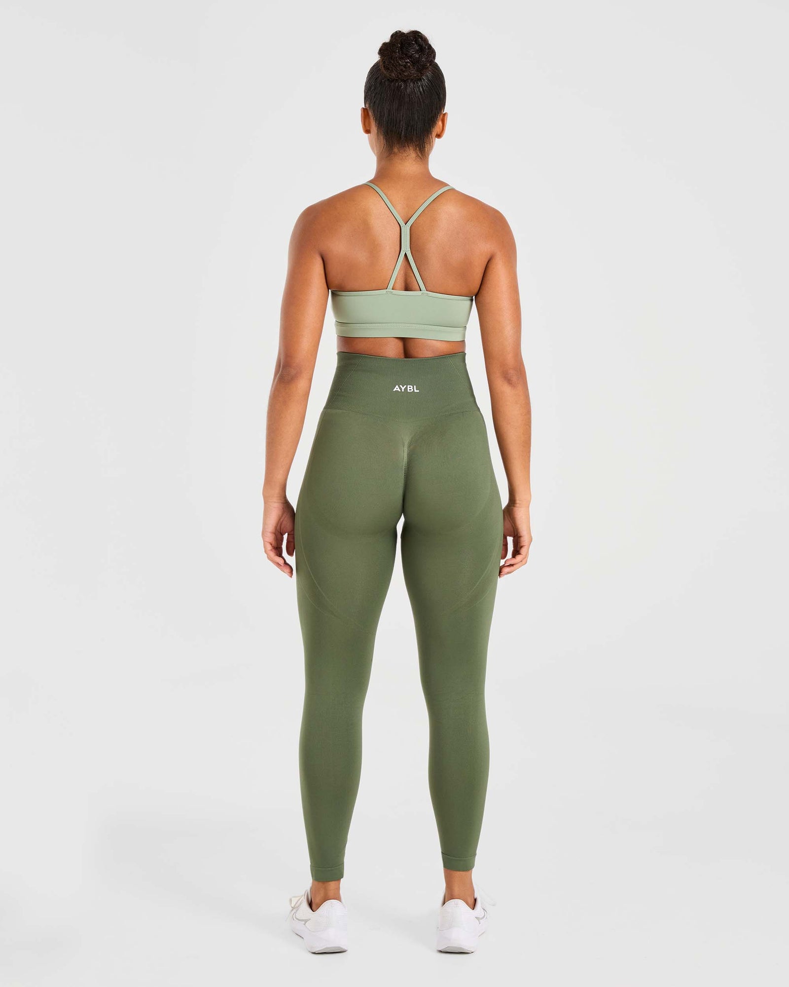 Essential Ruched Sports Bra - Olive Green - aybldev