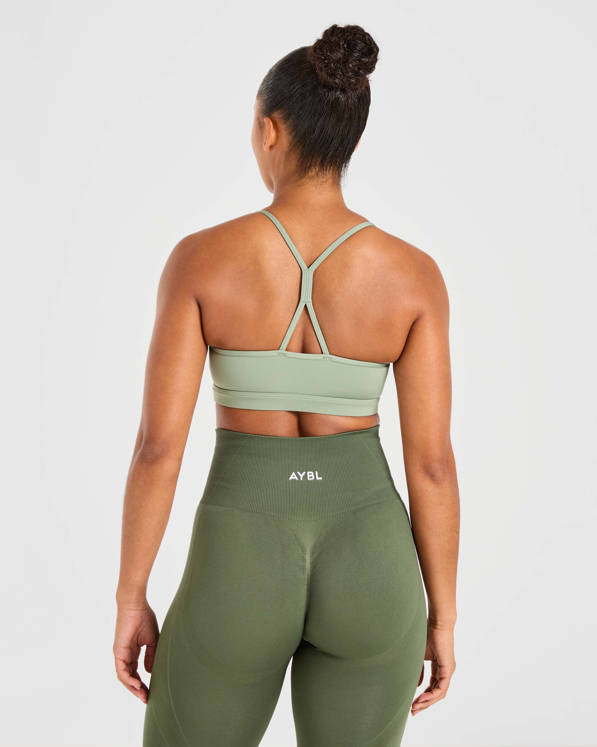 Essential Ruched Sports Bra - Olive Green - aybldev