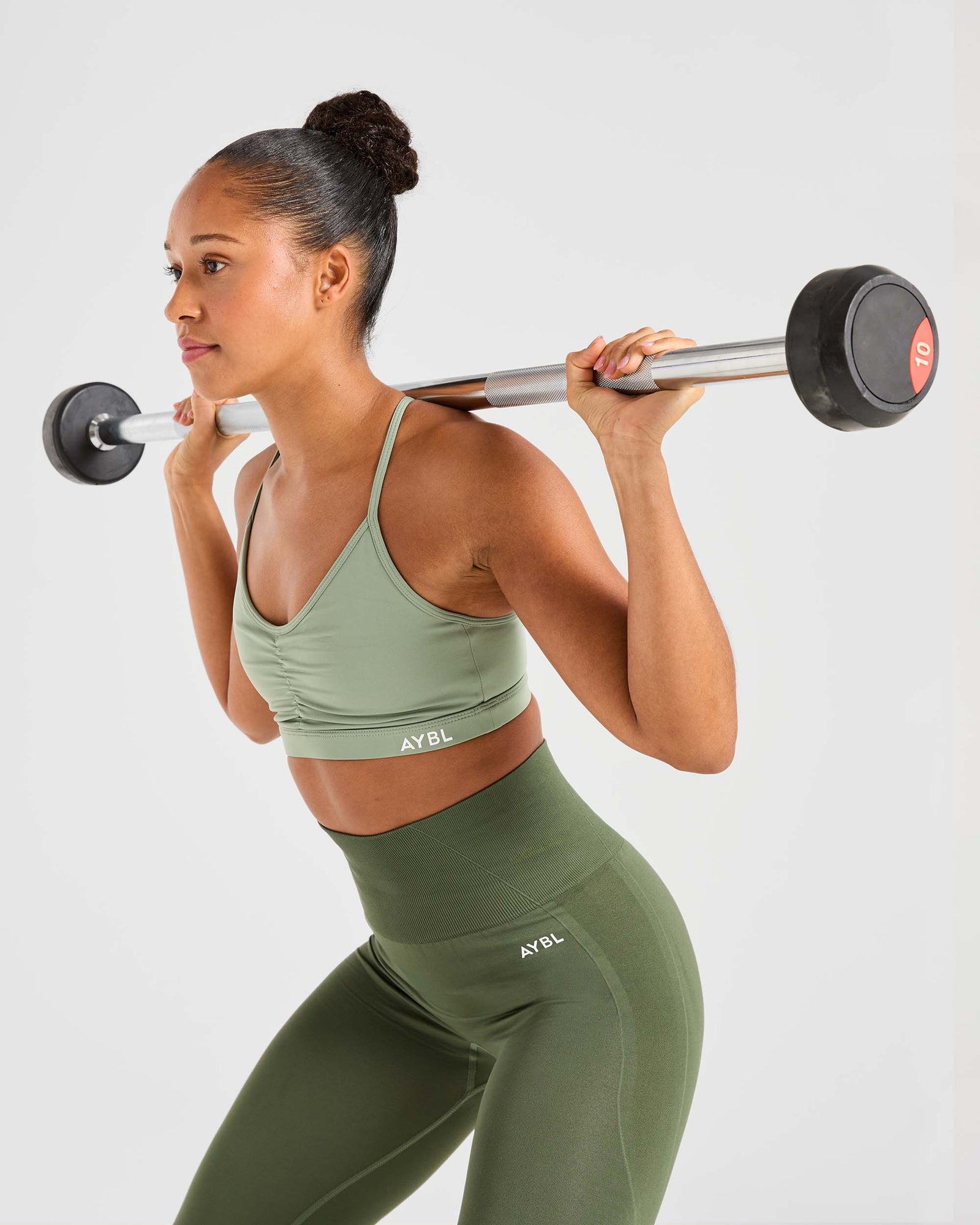 Essential Ruched Sports Bra - Olive Green - aybldev