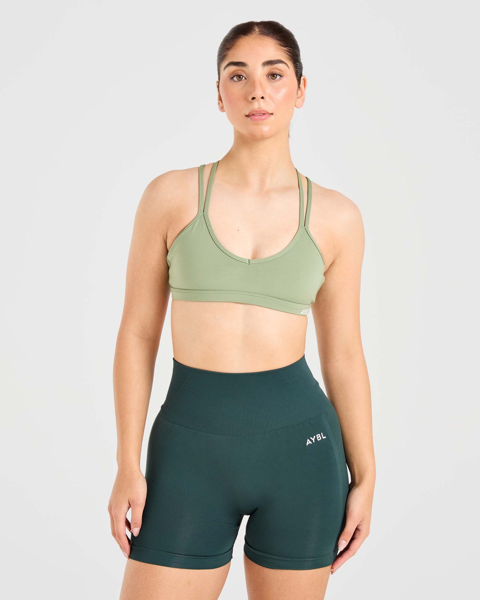 Essential Strappy Sports Bra - Olive Green - aybldev
