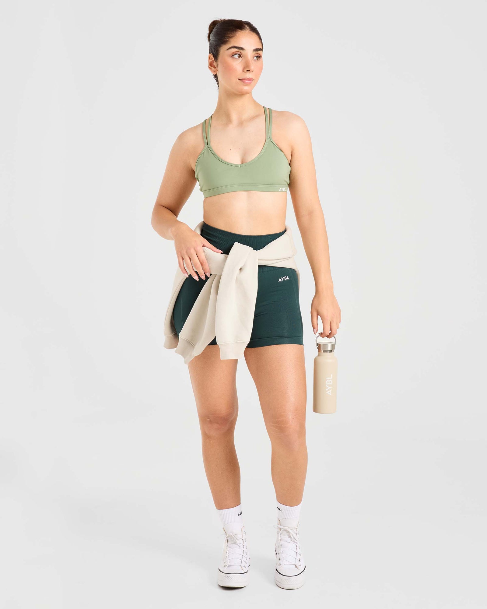 Essential Strappy Sports Bra - Olive Green - aybldev