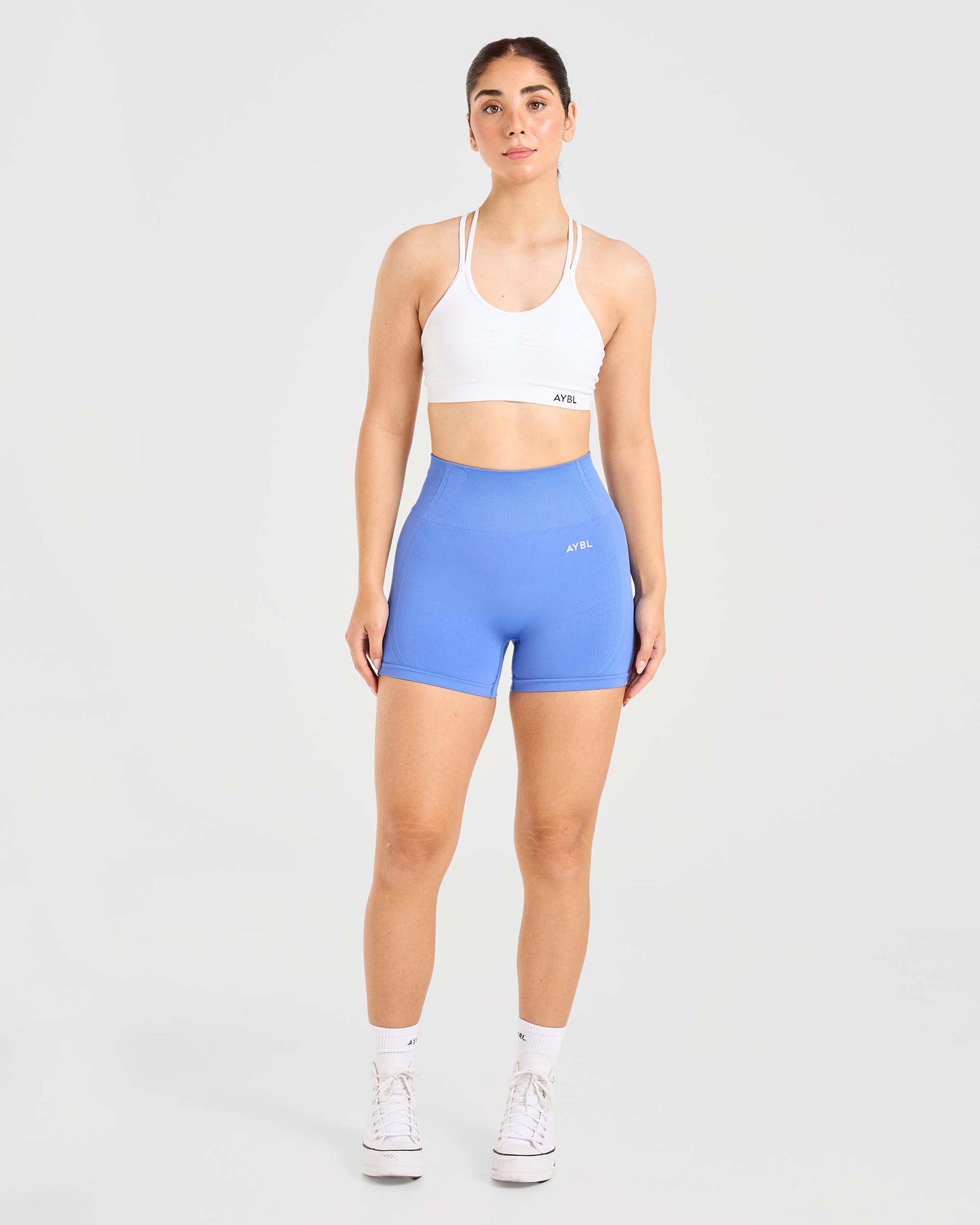 Essential Seamless Ruched Sports Bra - White - aybldev