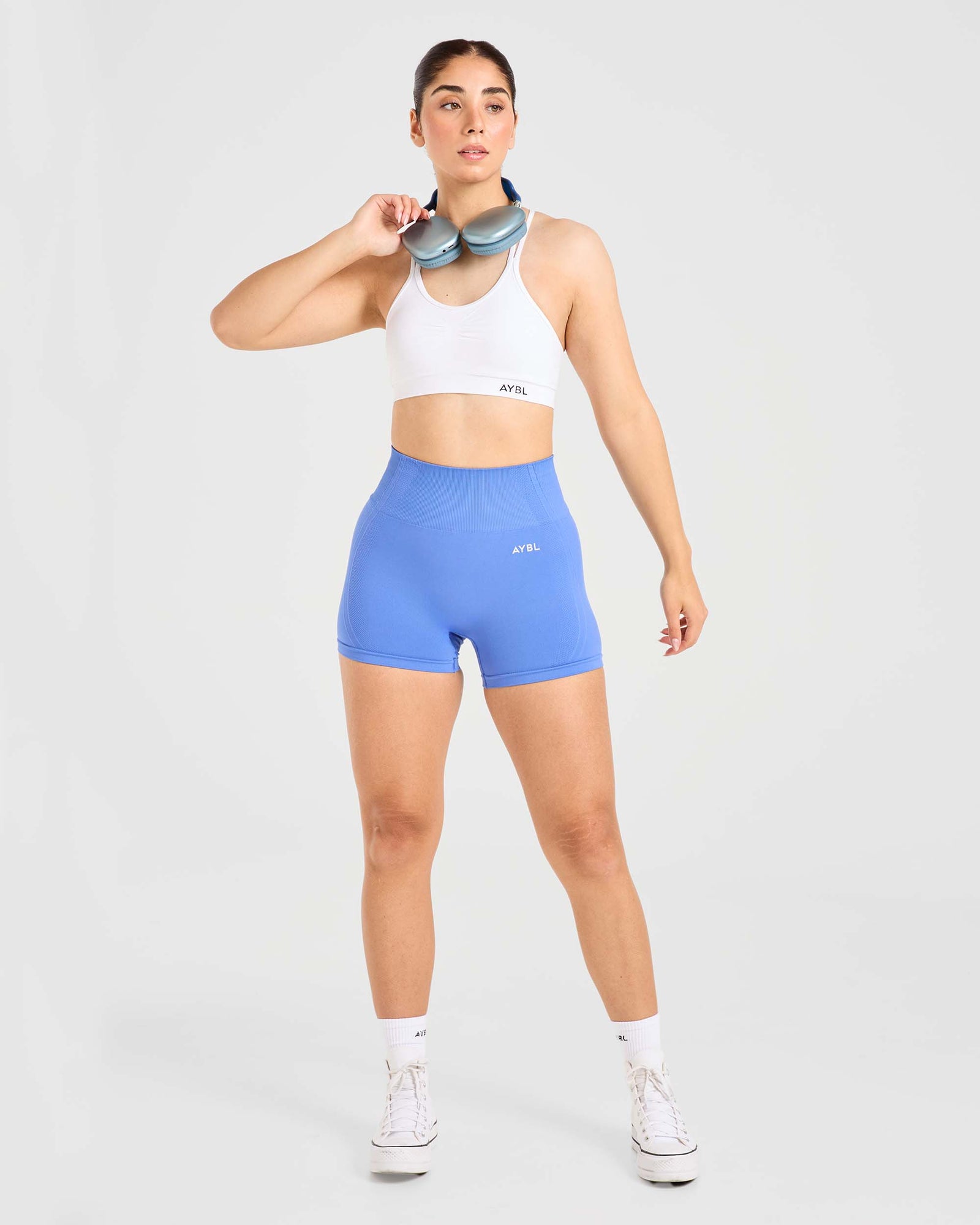 Essential Seamless Ruched Sports Bra - White - aybldev