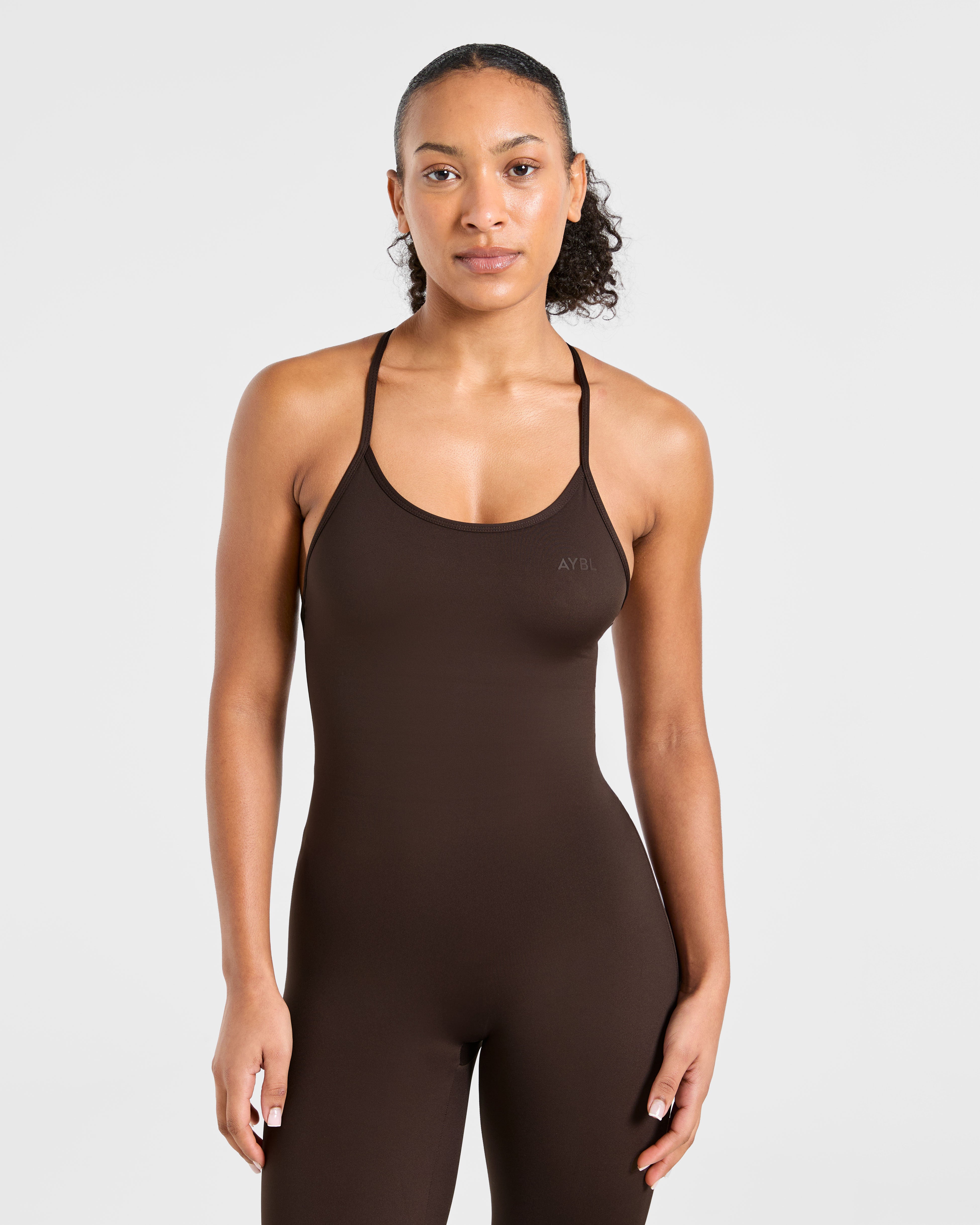 Sculpt Backless Flared All In One - Deep Cocoa Brown