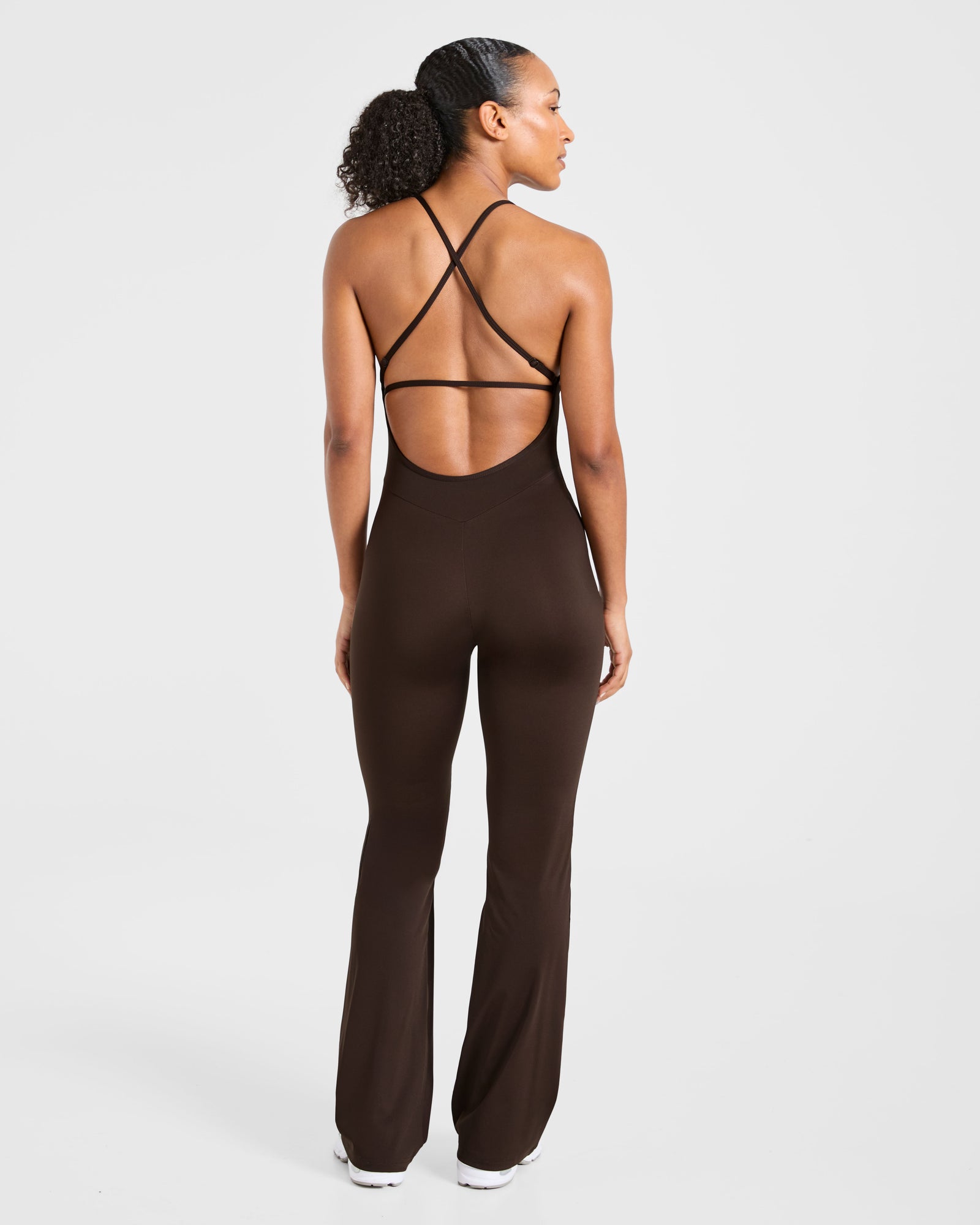 Sculpt Backless Flared All In One - Deep Cocoa Brown