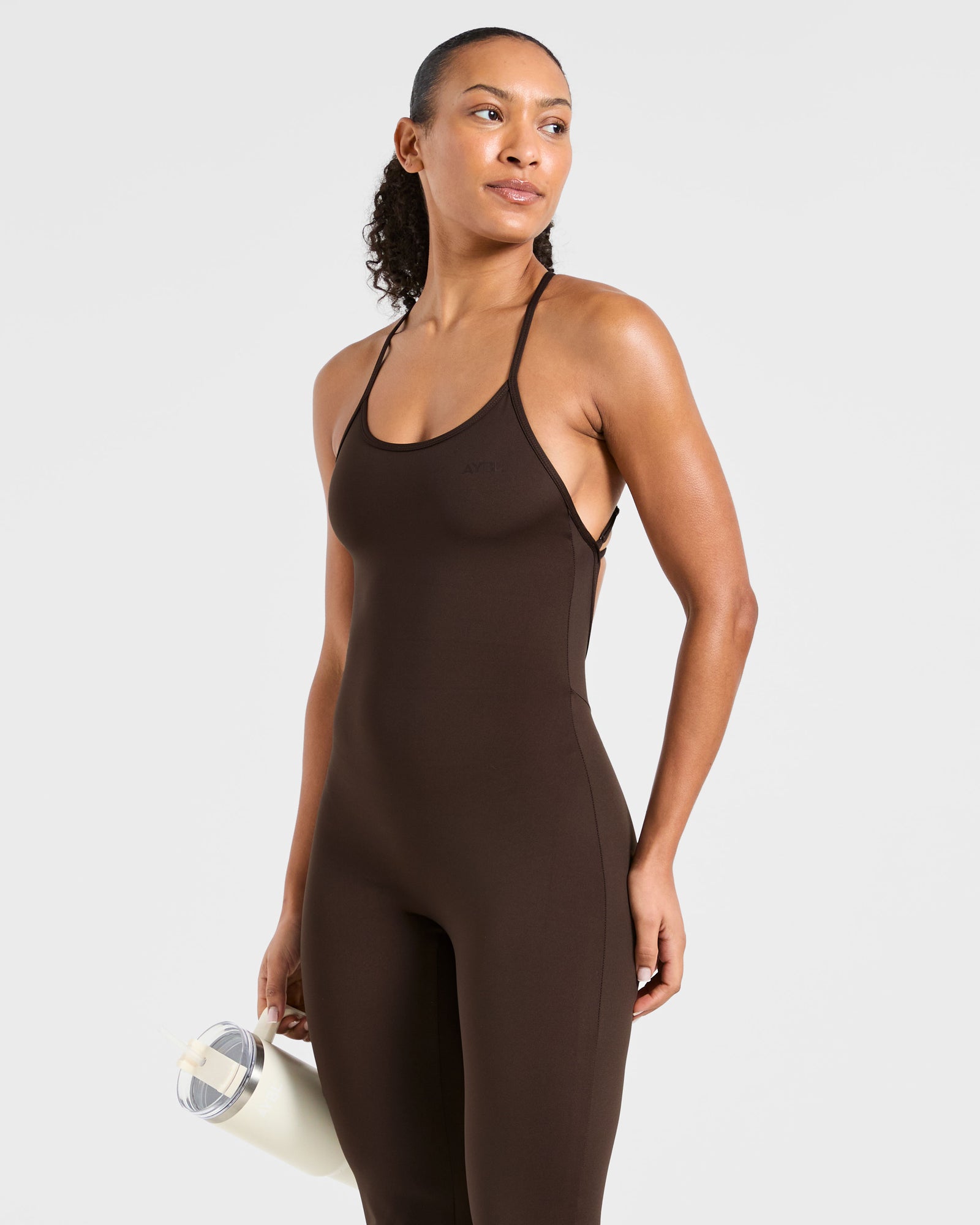 Sculpt Backless Flared All In One - Deep Cocoa Brown