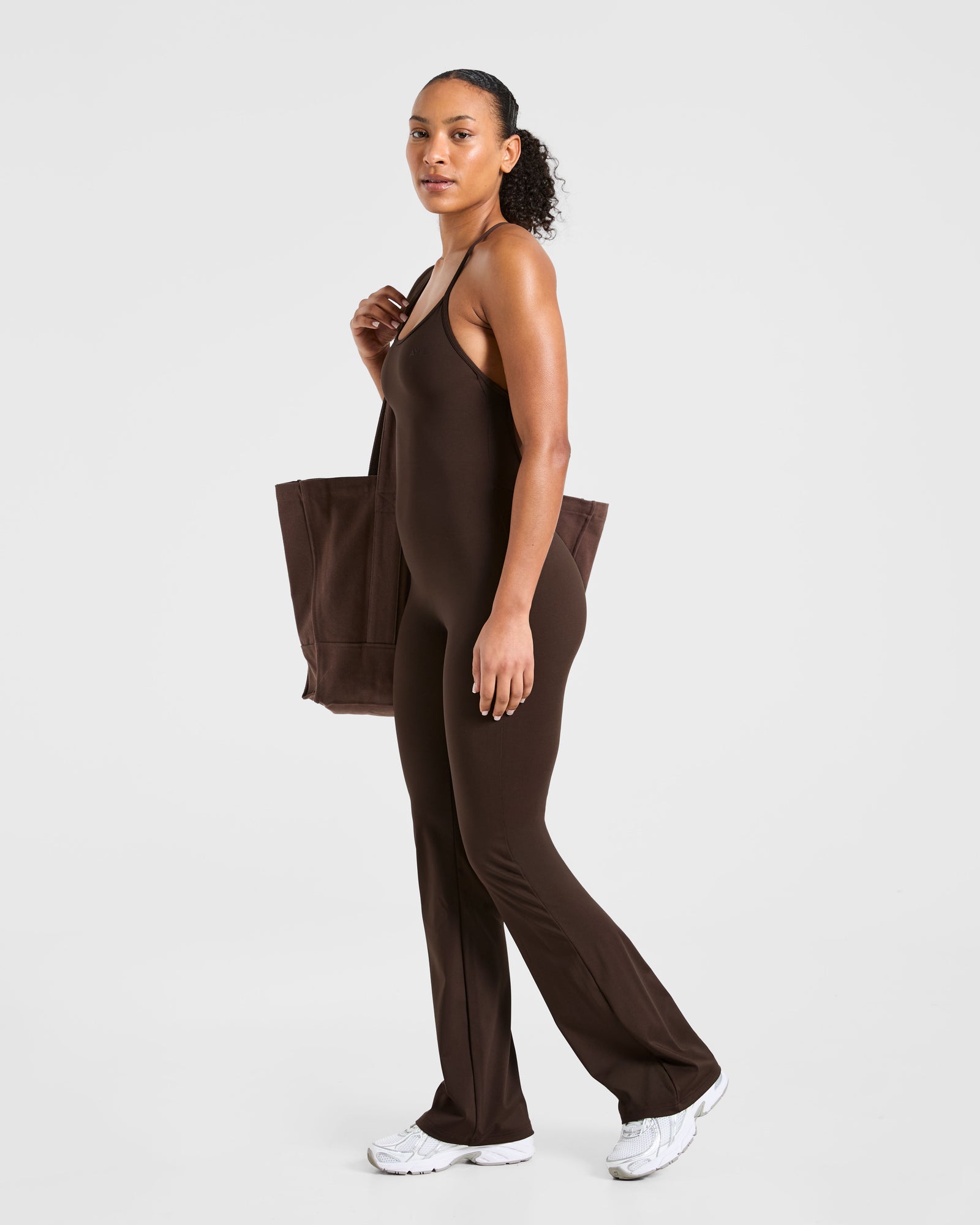 Sculpt Backless Flared All In One - Deep Cocoa Brown