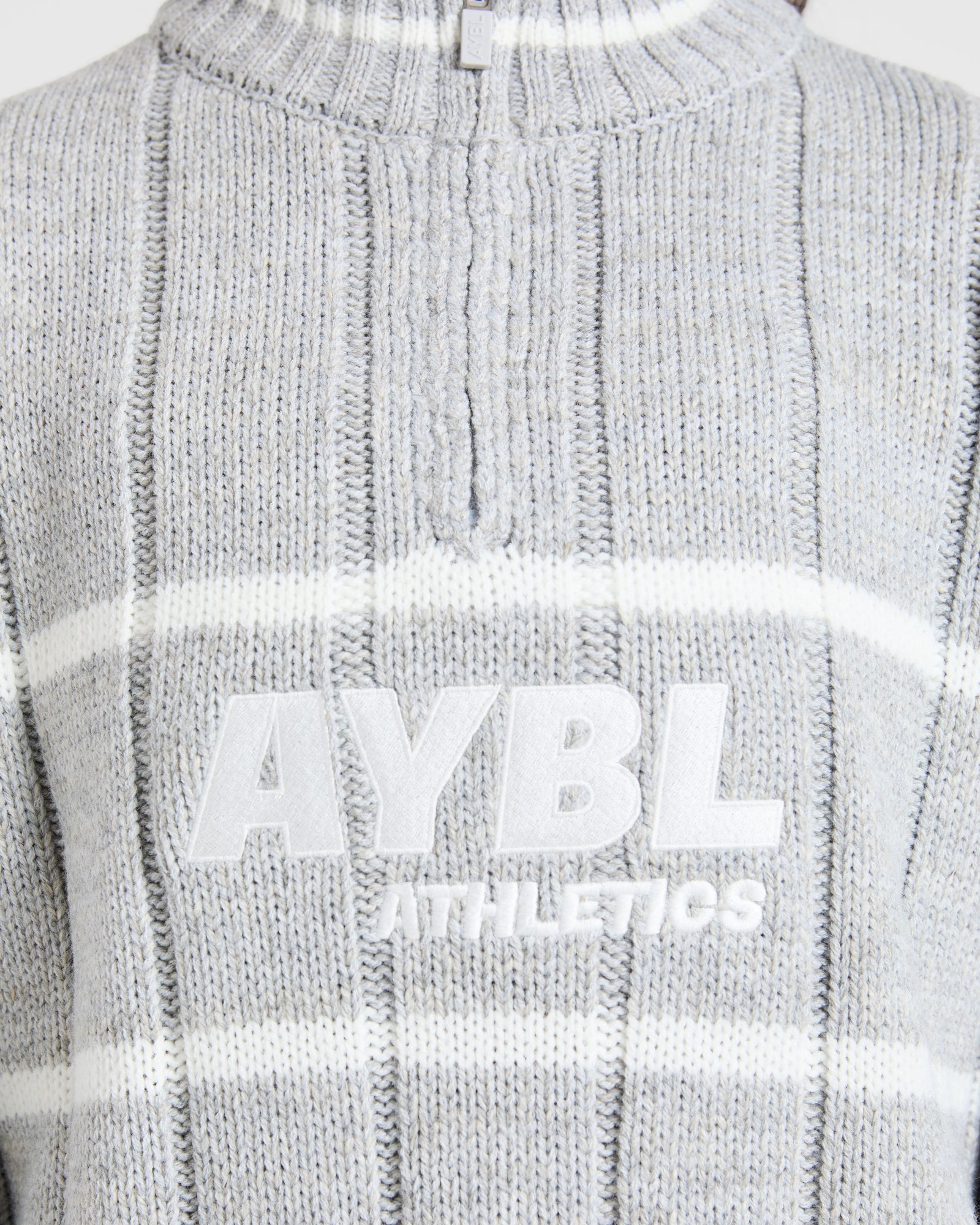 Athletics Oversized Knitted 1/4 Zip - Grey Marl