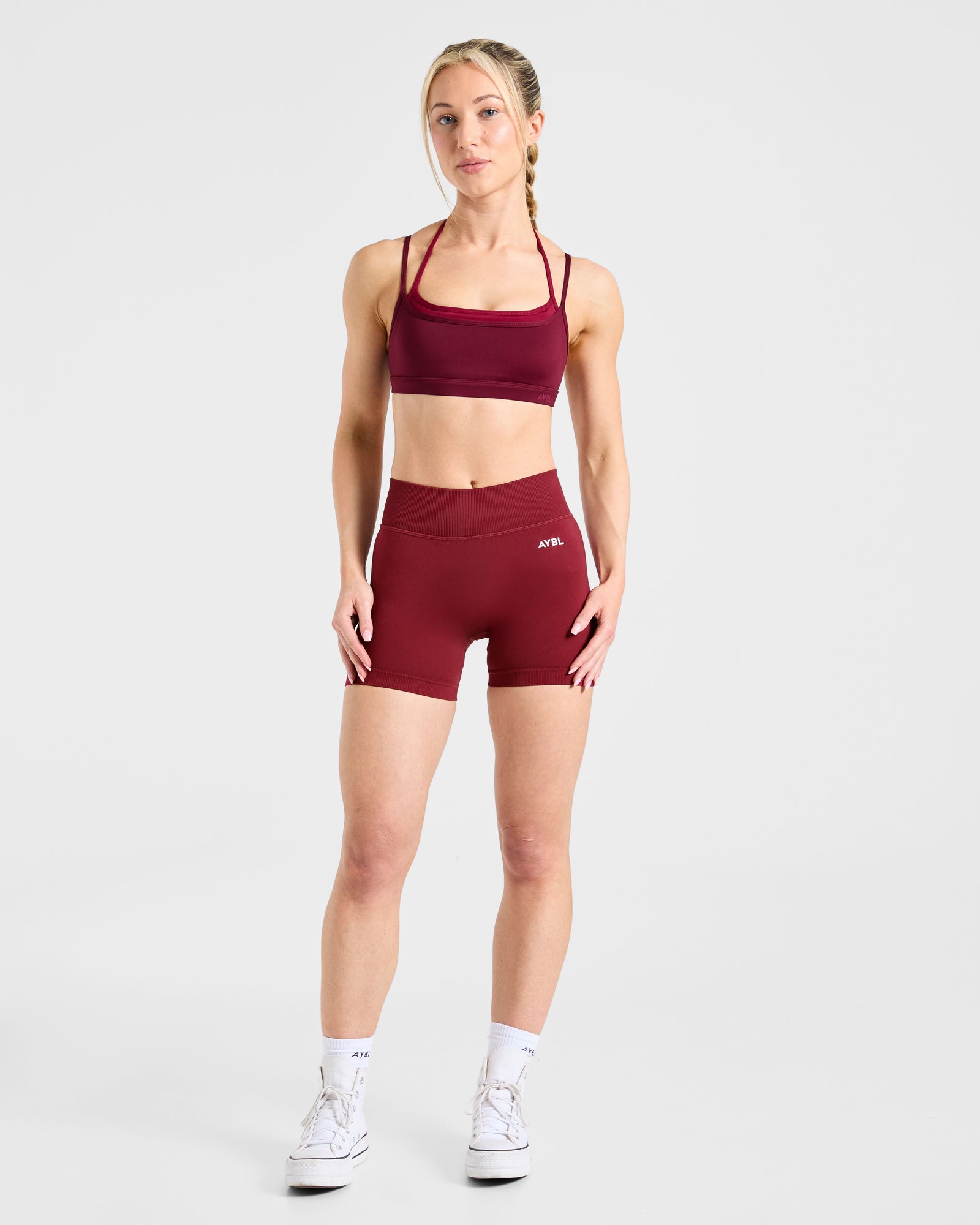Essential Double Layer Sports Bra - Burgundy
