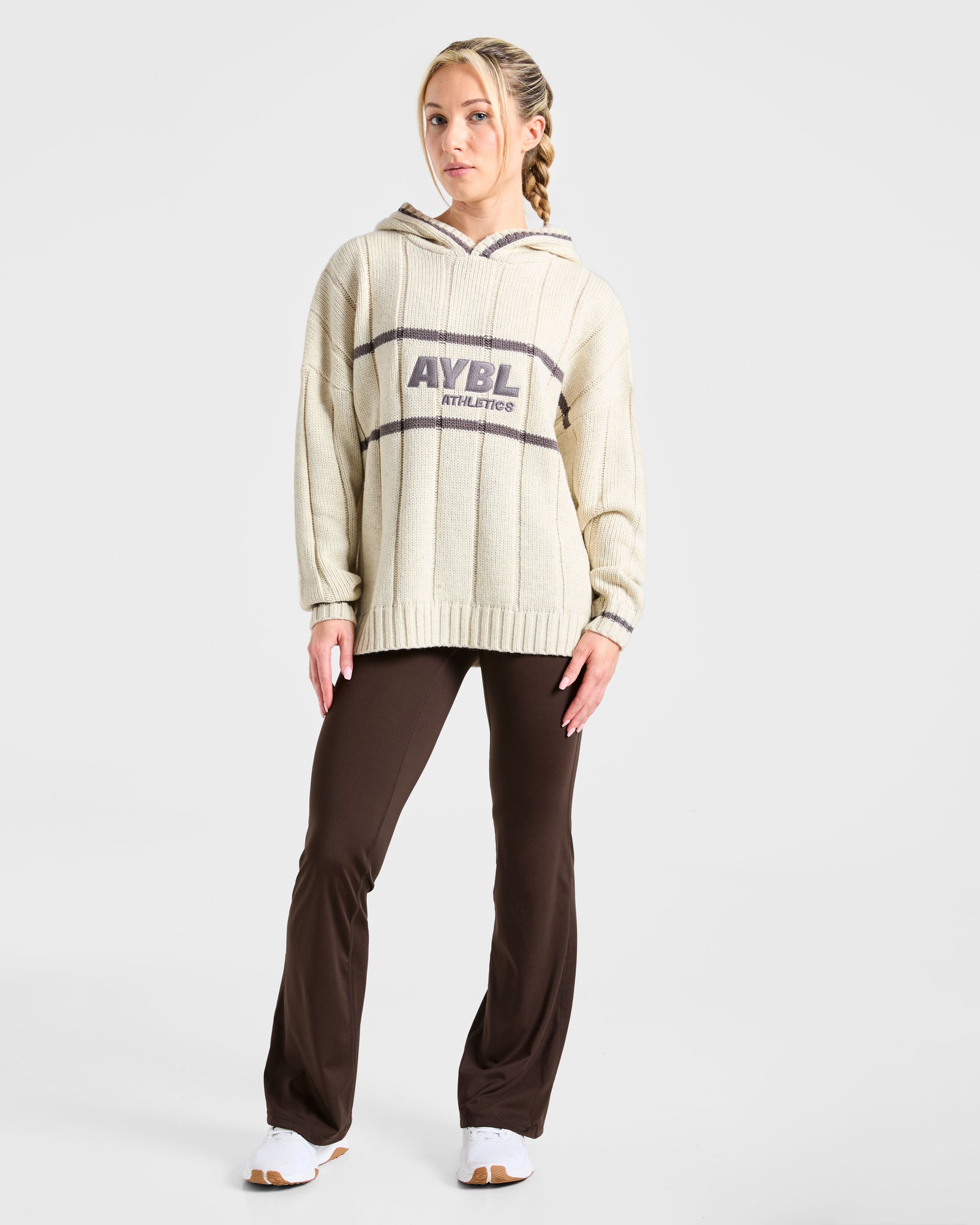 Athletics Oversized Knitted Hoodie - Oatmeal