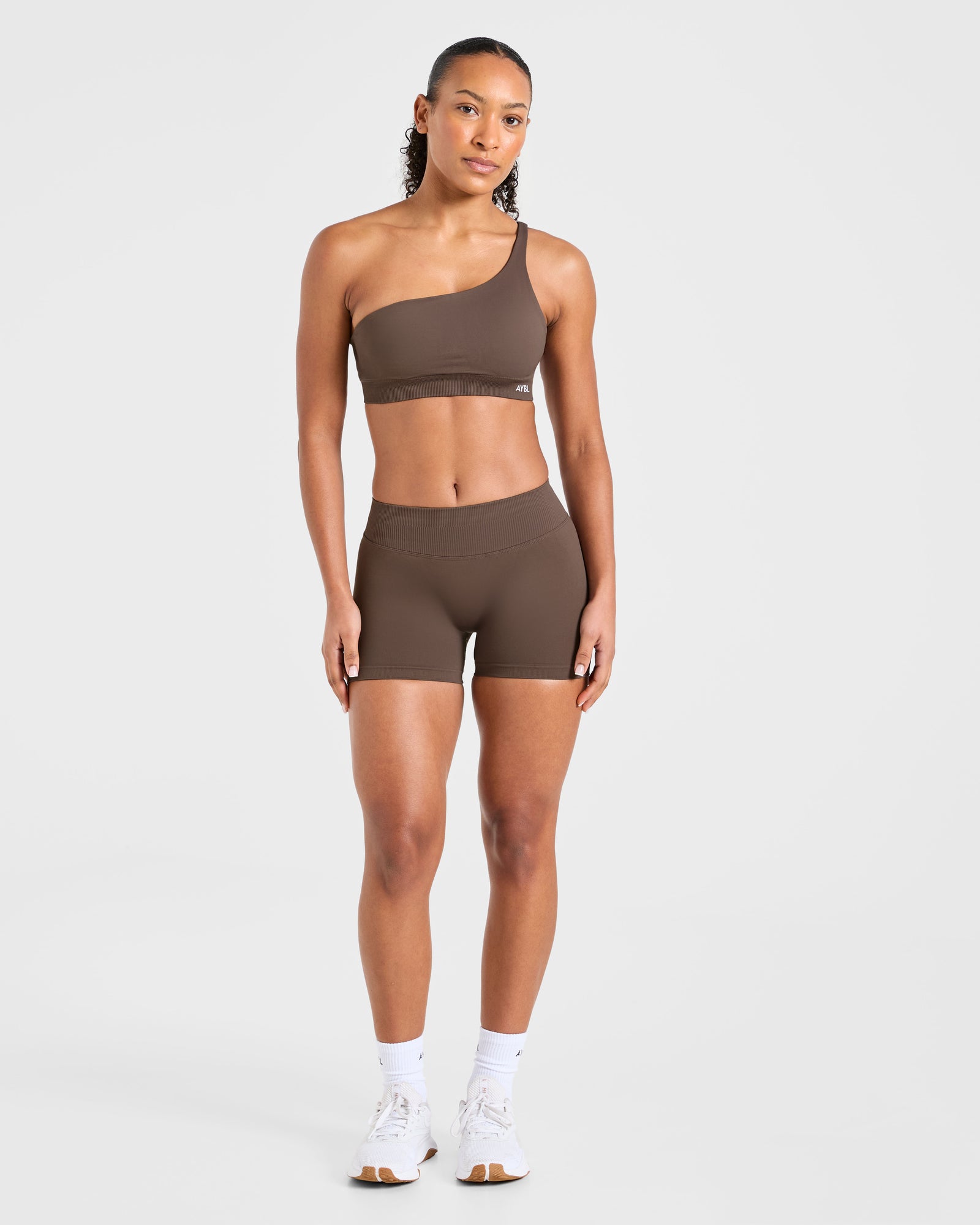 Enhance Seamless One Shoulder Sports Bra - Brown