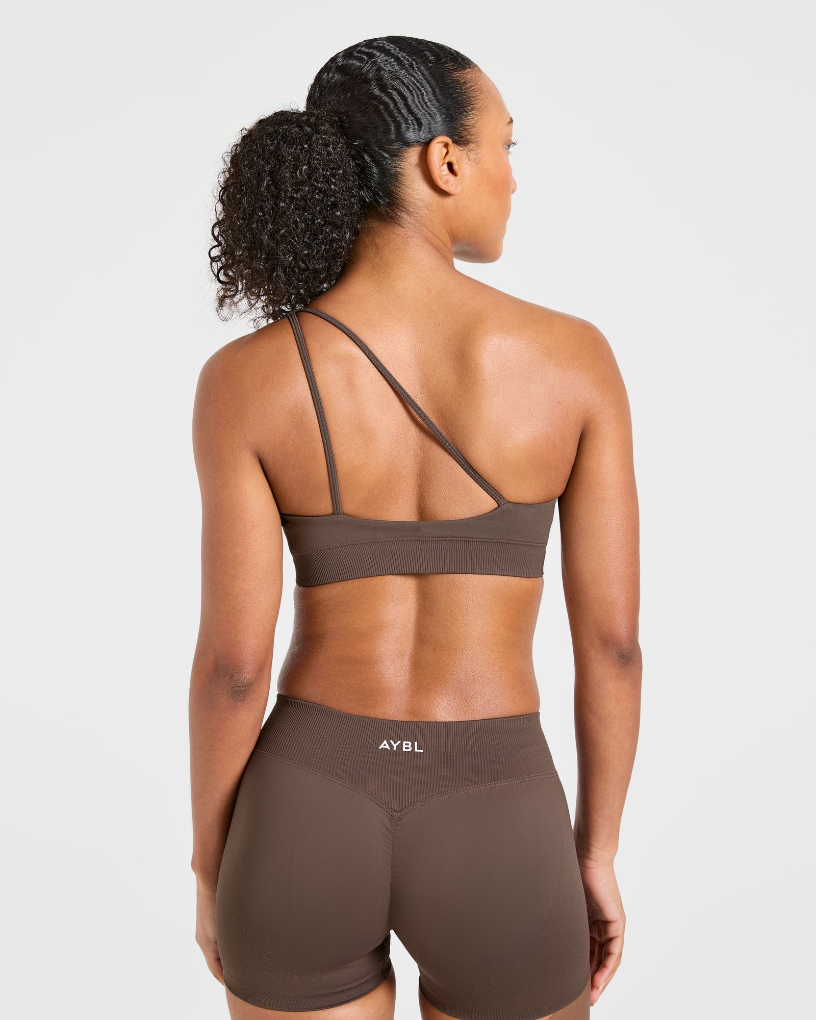 Enhance Seamless One Shoulder Sports Bra - Brown