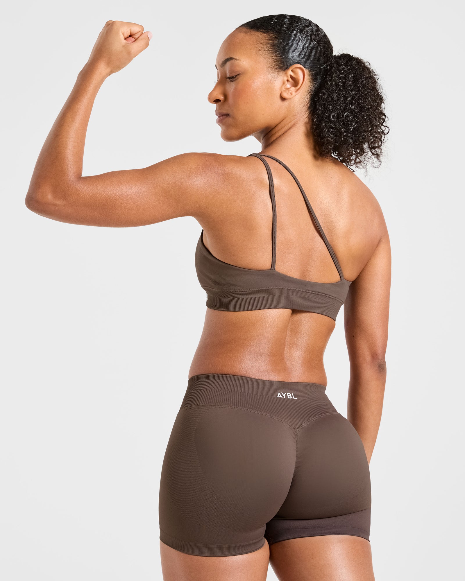 Enhance Seamless One Shoulder Sports Bra - Brown