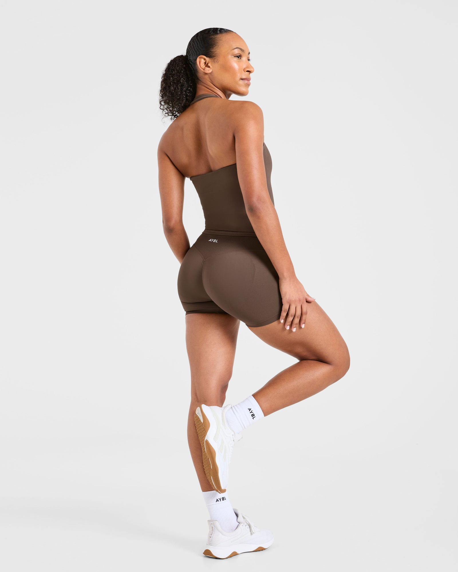 Enhance Seamless Halterneck Top - Brown