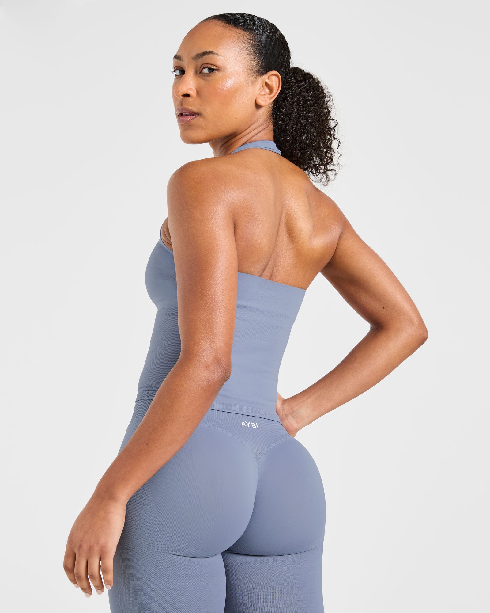 Enhance Seamless Halterneck Top - Slate Blue