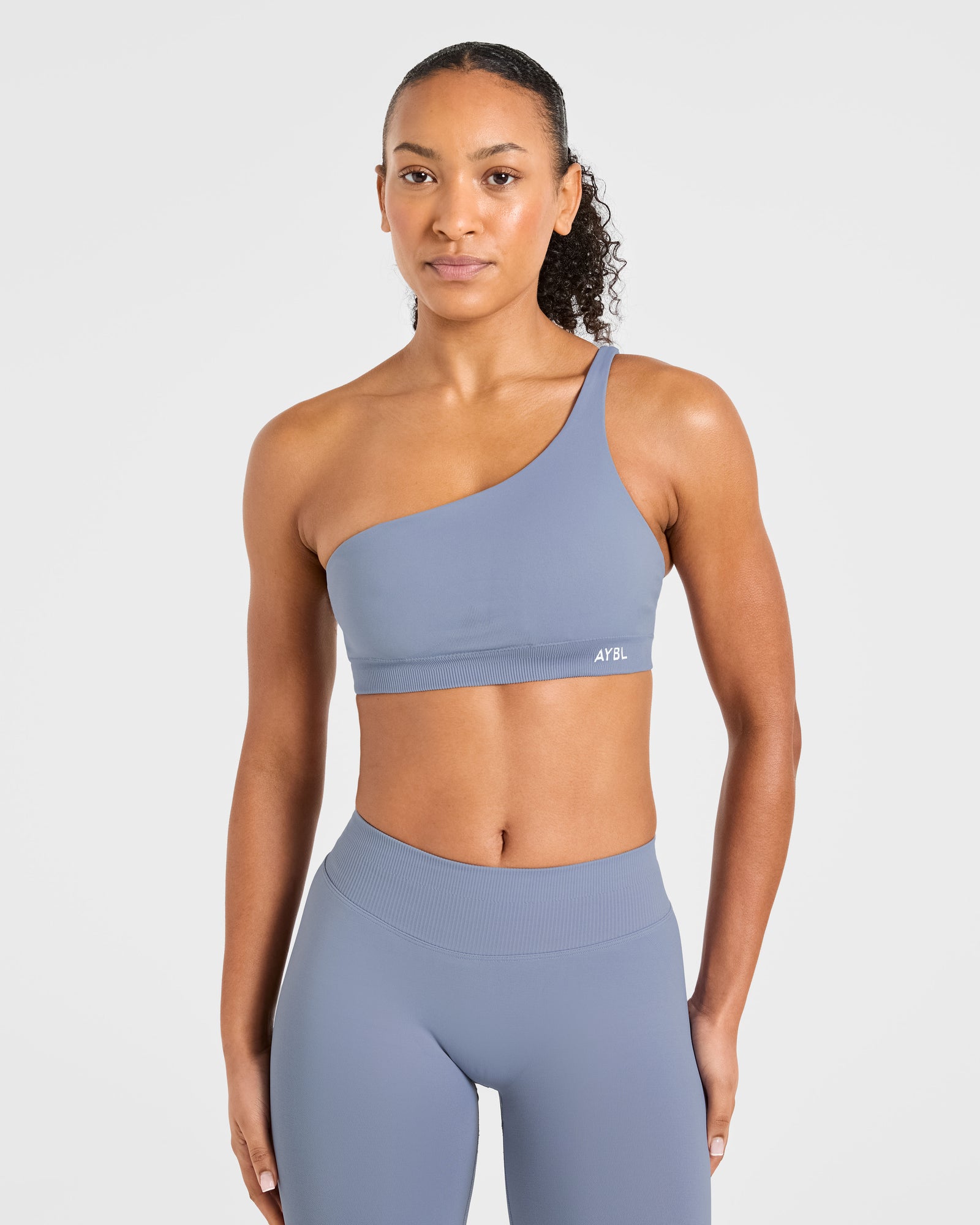Enhance Seamless One Shoulder Sports Bra - Slate Blue