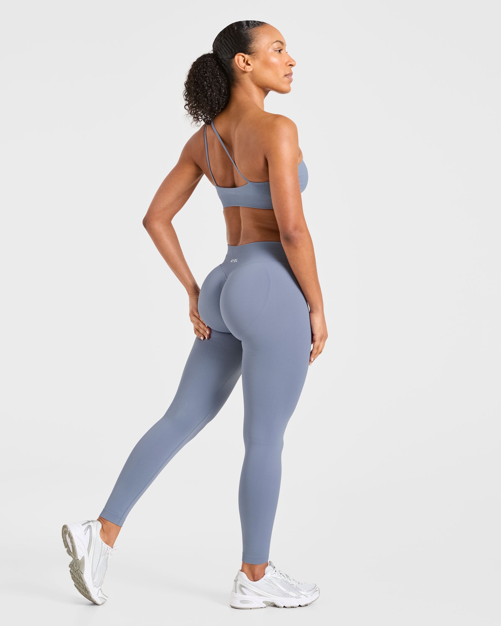 Enhance Seamless One Shoulder Sports Bra - Slate Blue