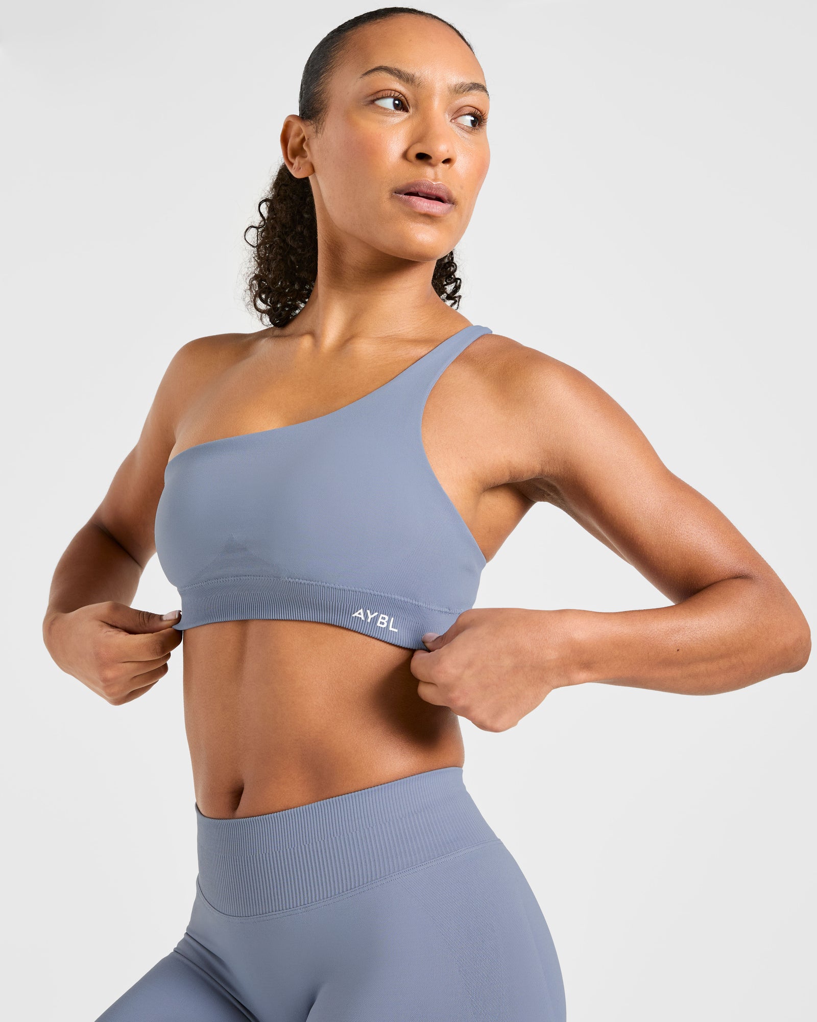 Enhance Seamless One Shoulder Sports Bra - Slate Blue