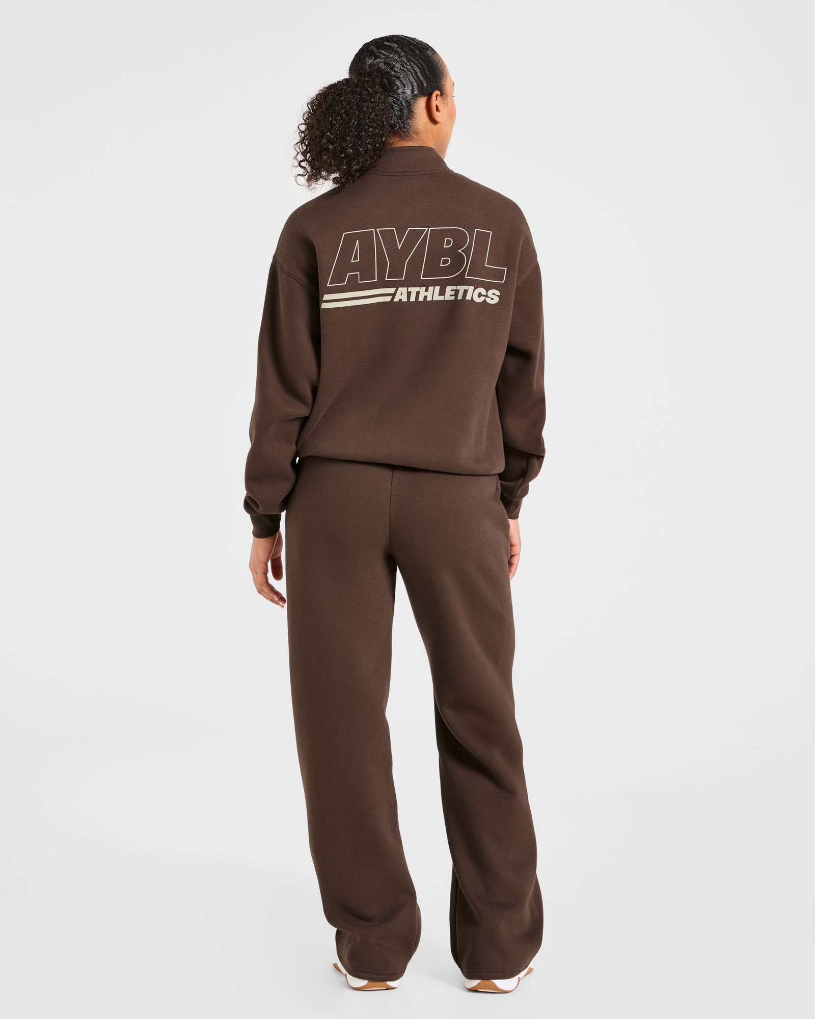 Athletics Track Oversized 1/4 Zip Pullover - Brown/Sand