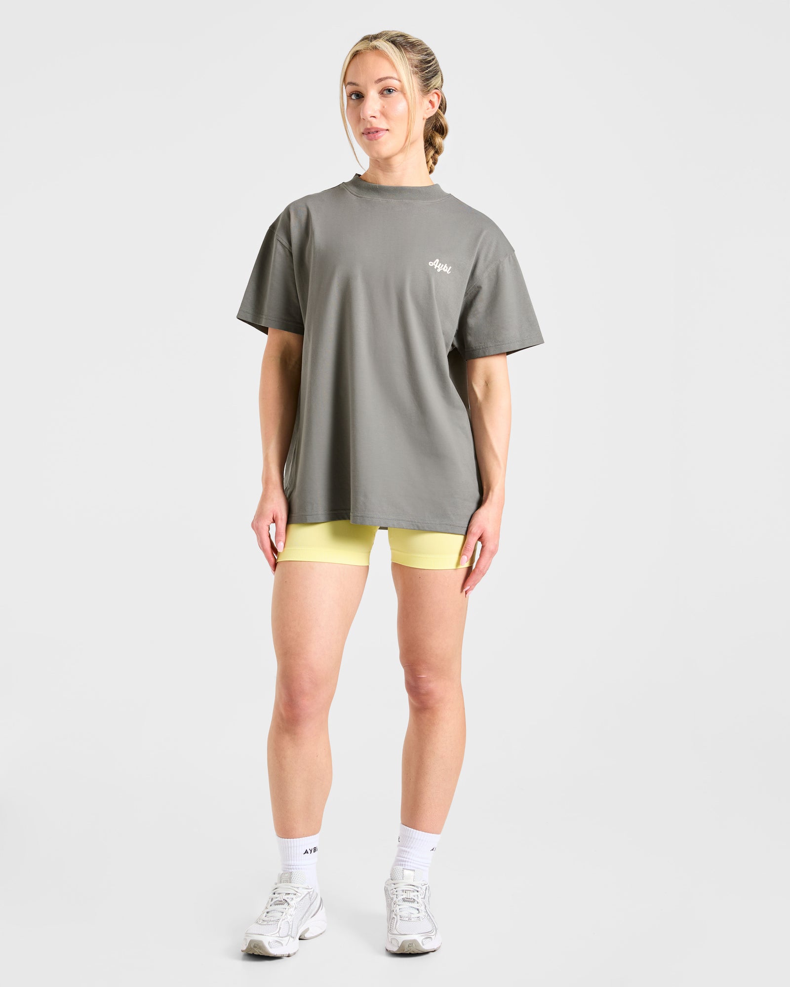 Retro Athletics Club Oversized T Shirt - Charcoal/Butter