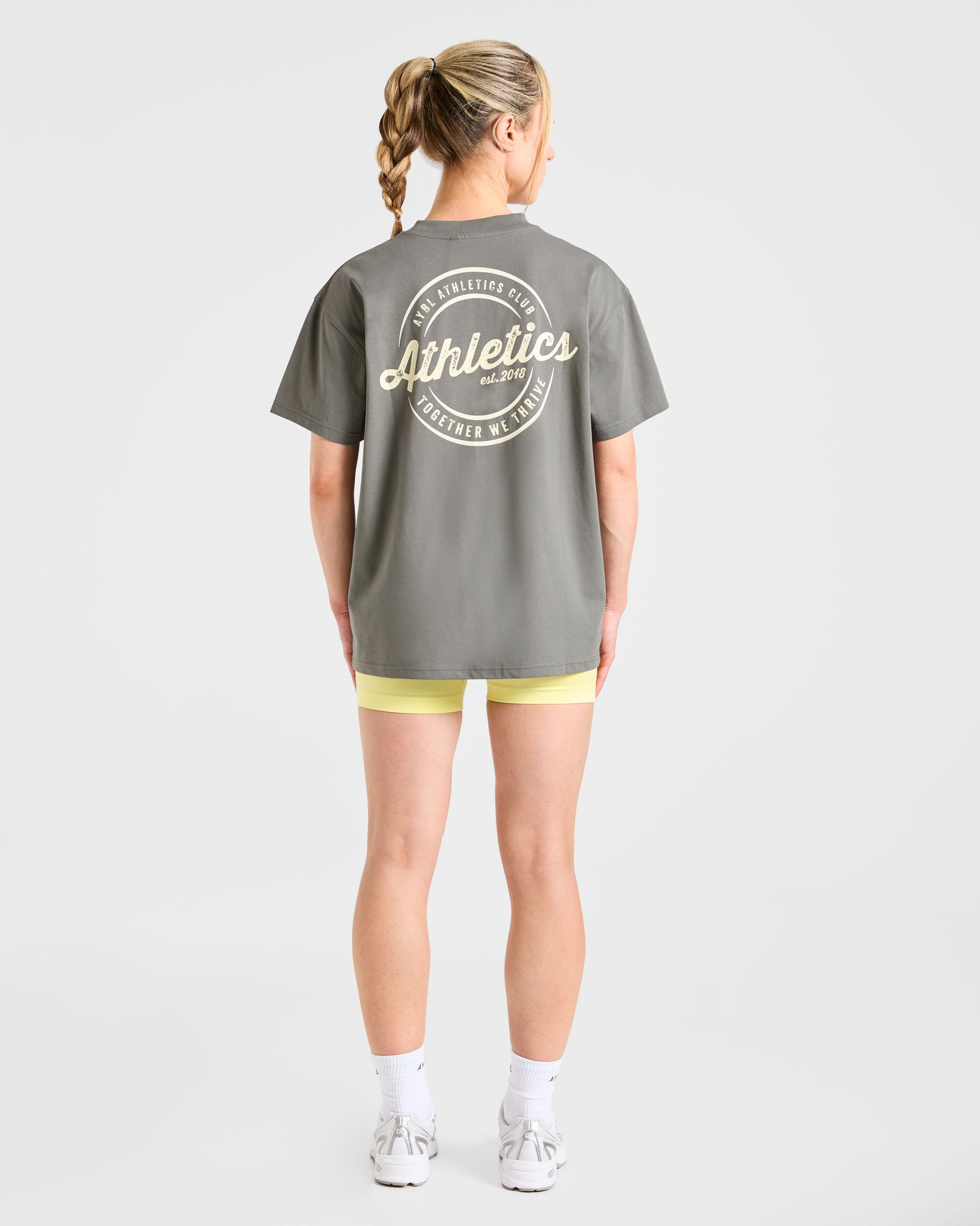 Retro Athletics Club Oversized T Shirt - Charcoal/Butter