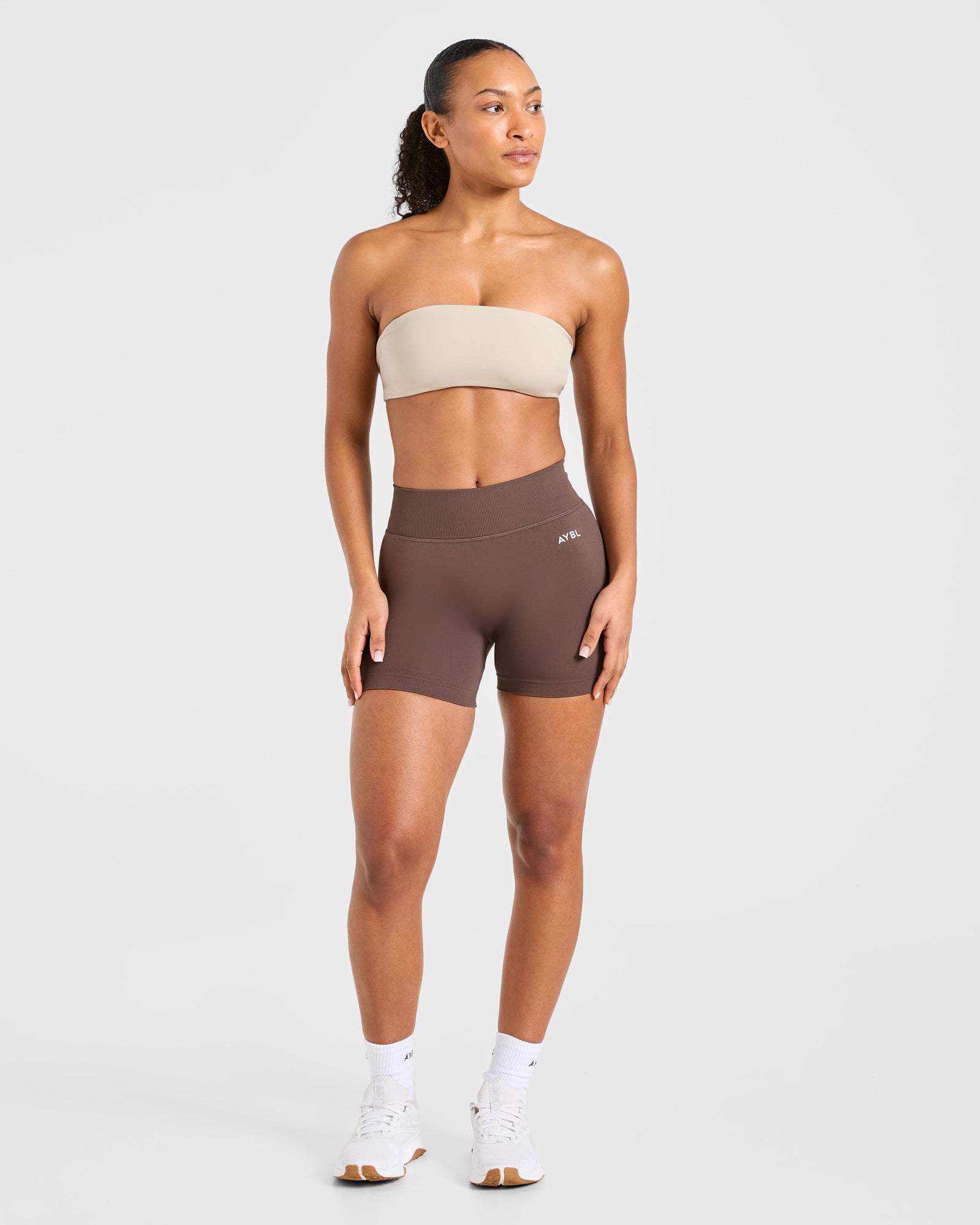 Essential Bandeau Sports Bra - Taupe Sand