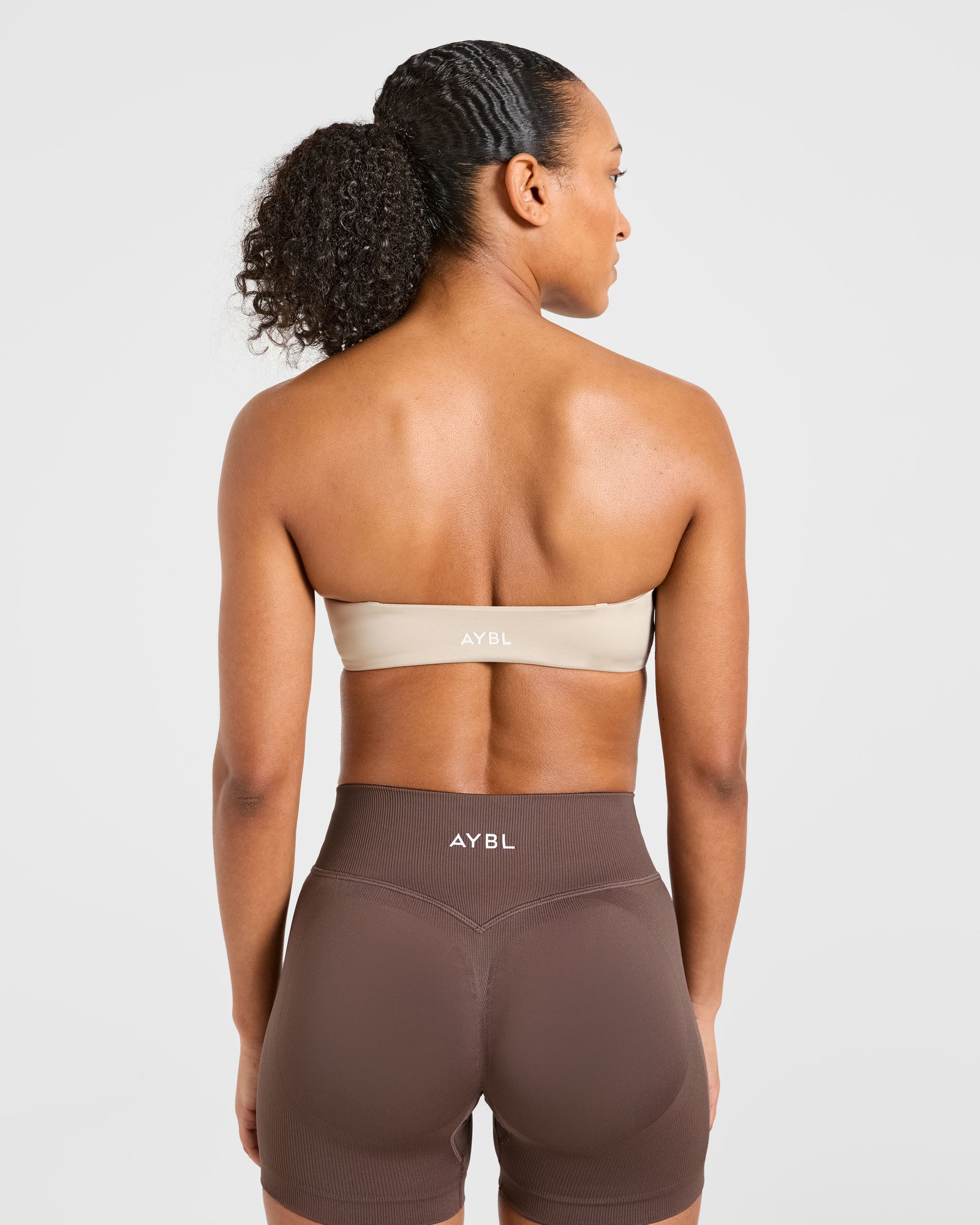 Essential Bandeau Sports Bra - Taupe Sand