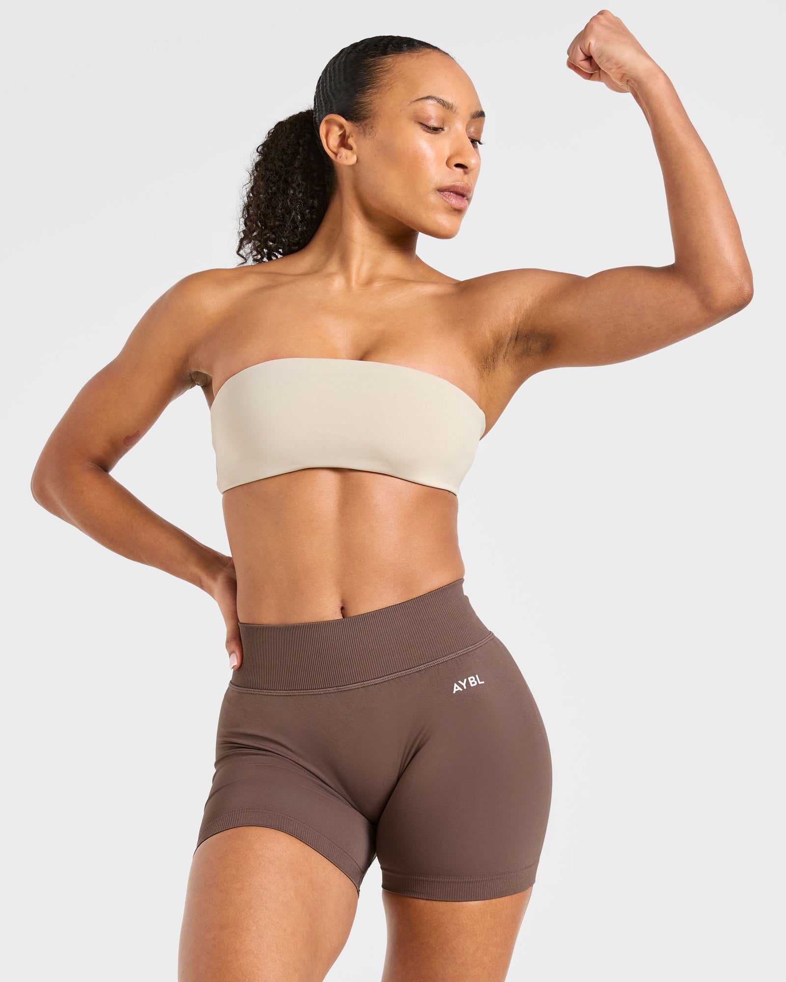 Essential Bandeau Sports Bra - Taupe Sand